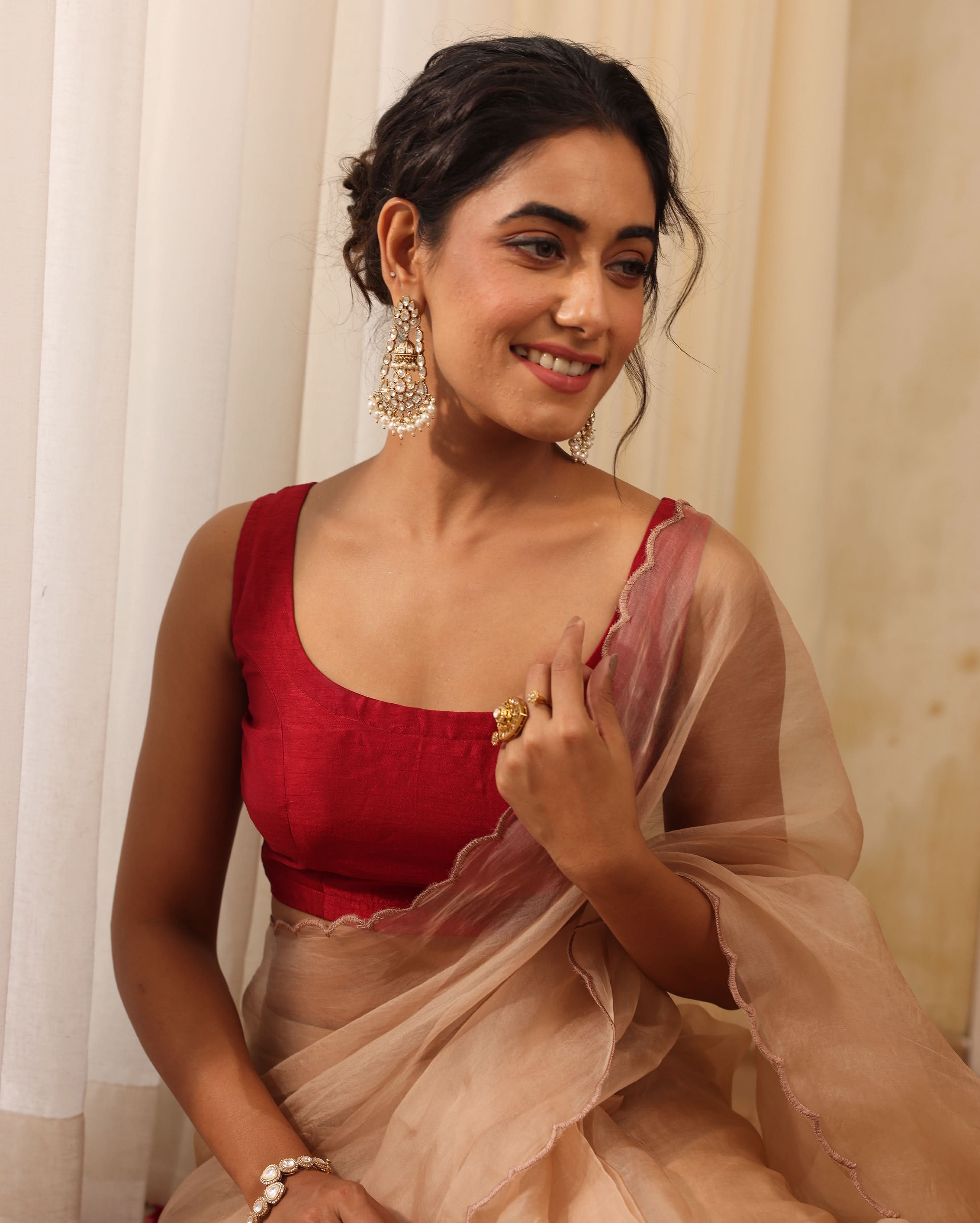 Aabha Maroon Silk Blouse - Image 2