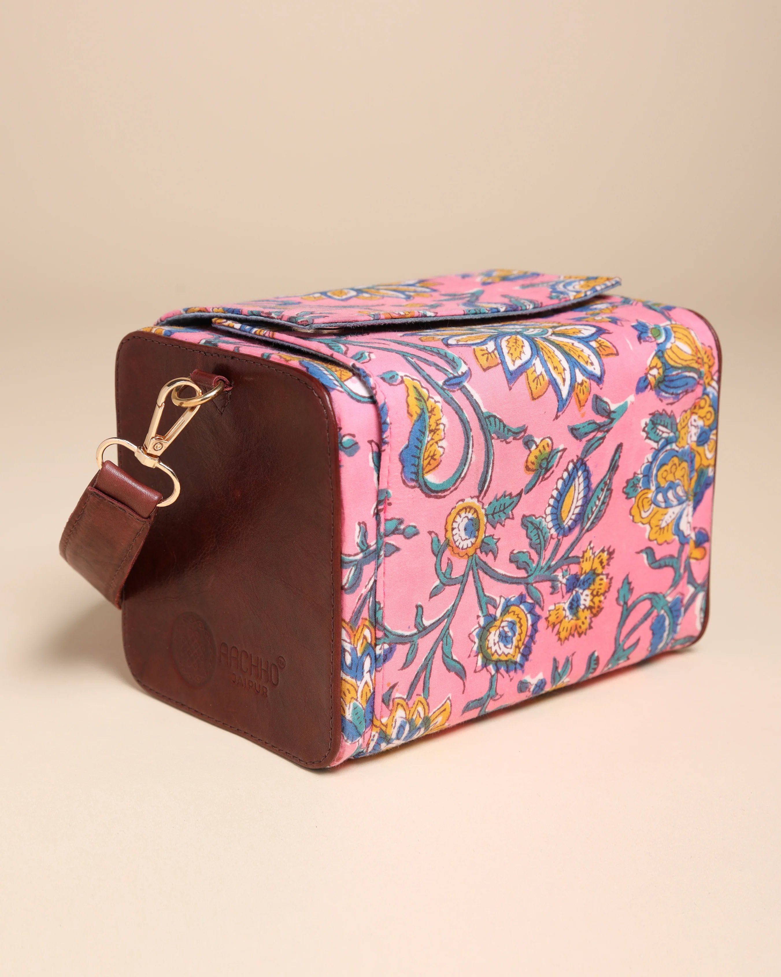 Adara Cotton Block Printed Satchel Bag - Image 3