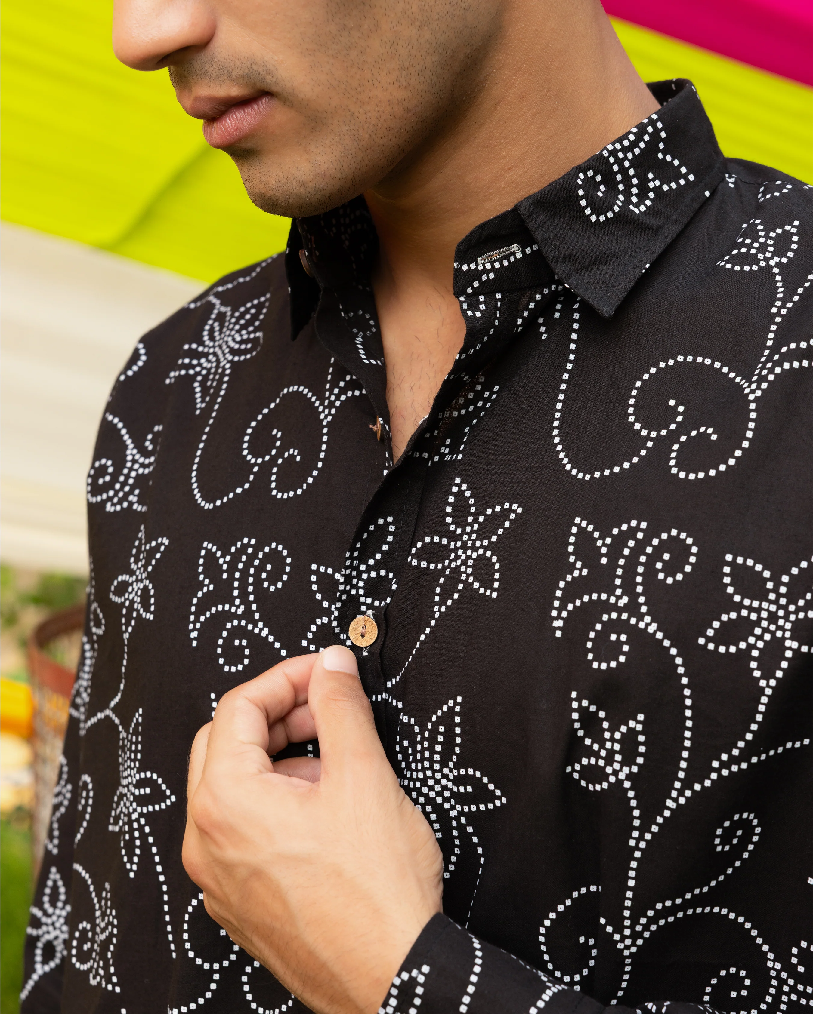 Ahan Black Bandhani Cotton Shirt - Image 6