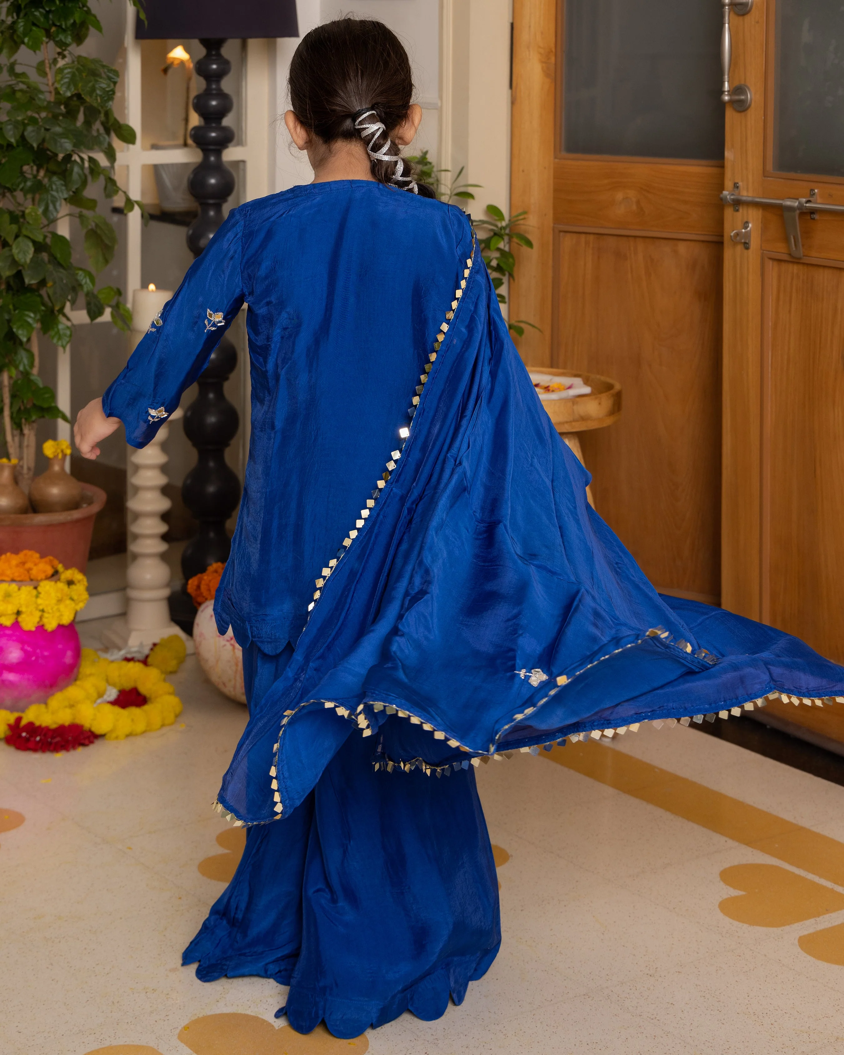 Aira Blue Solid Silk Suit Set - Image 6