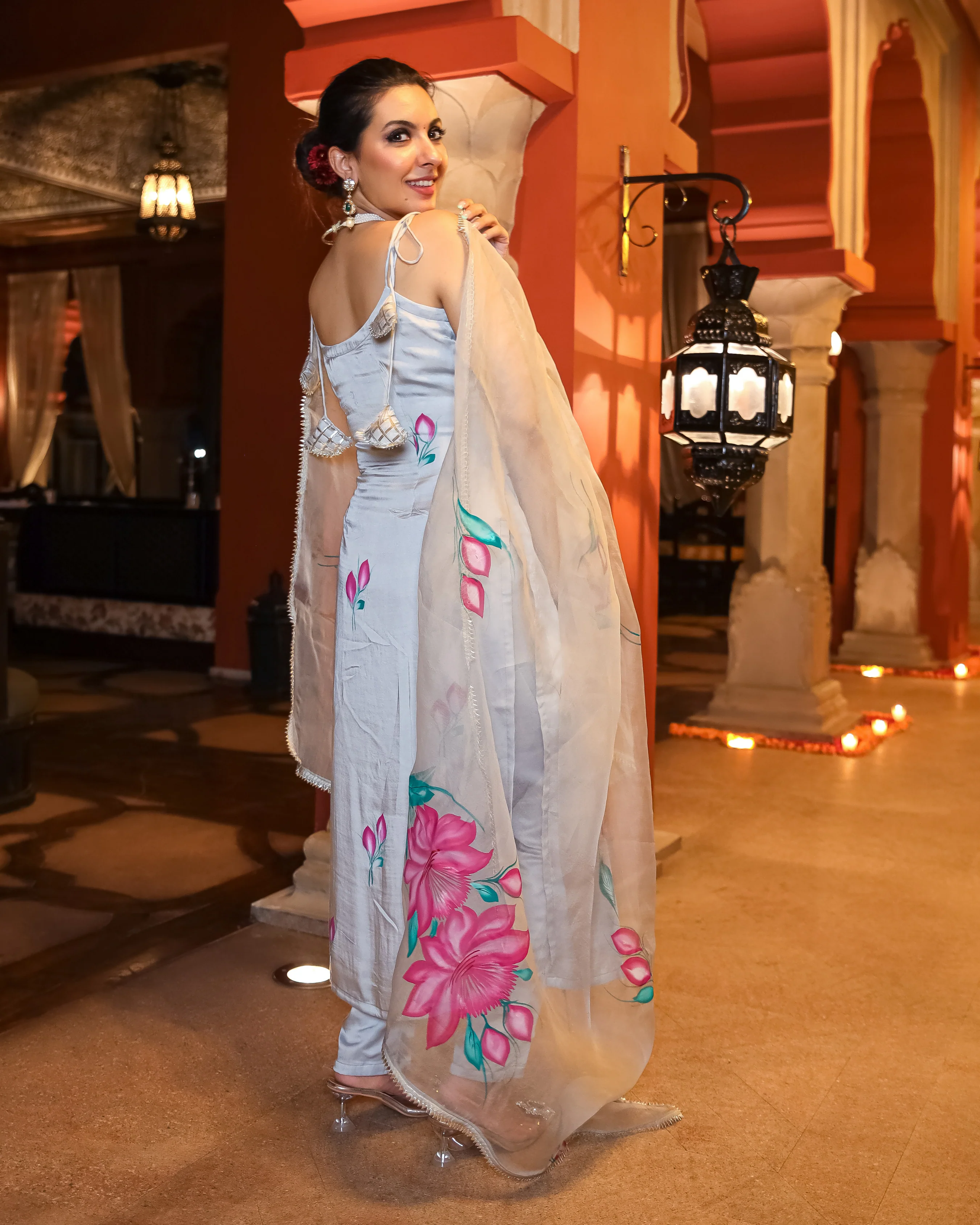 Arabic Grey Handpainted Suit Set - Image 11