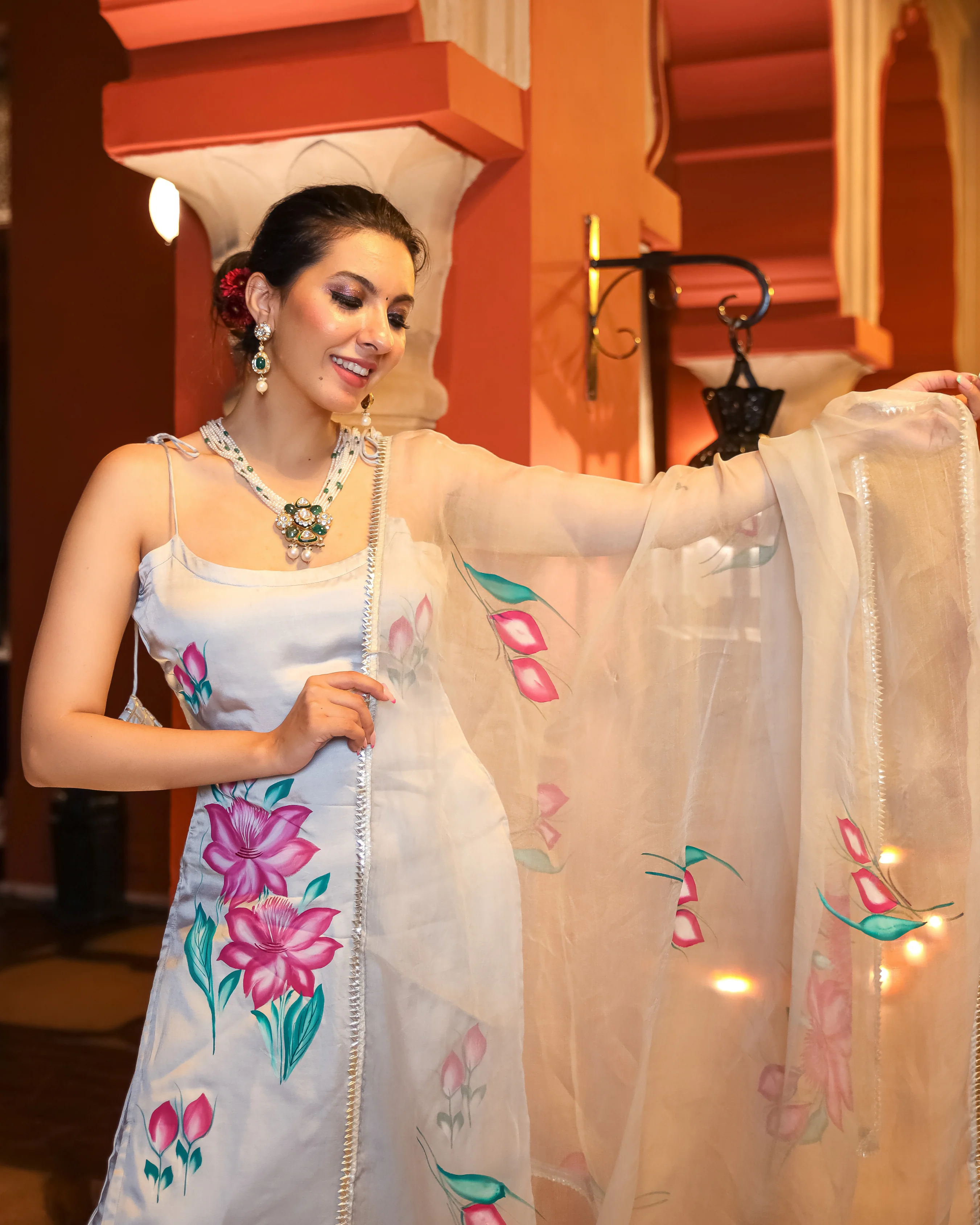 Arabic Grey Handpainted Suit Set - Image 8