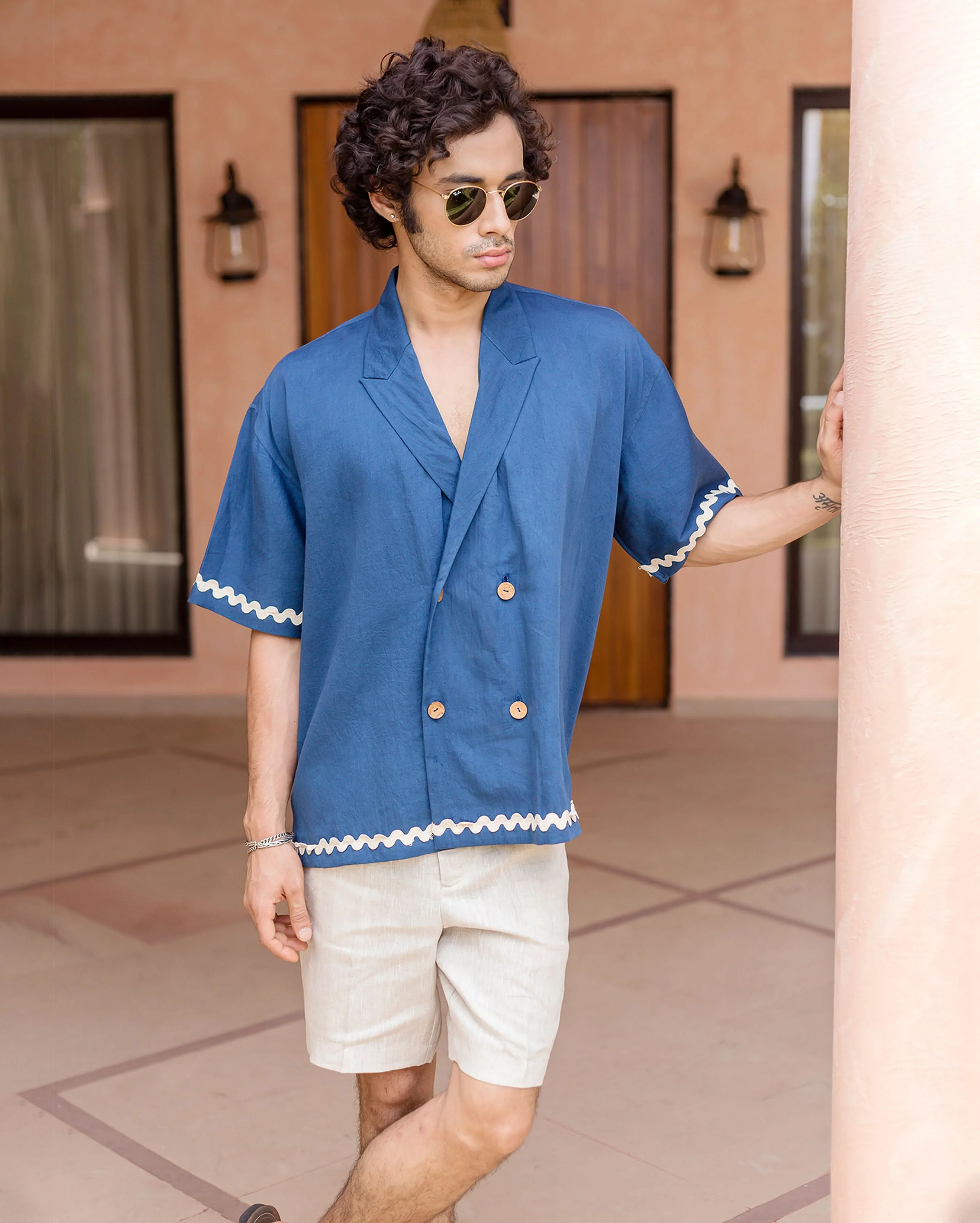 Ash Indigo Embroidered Cotton Shirt - Image 5