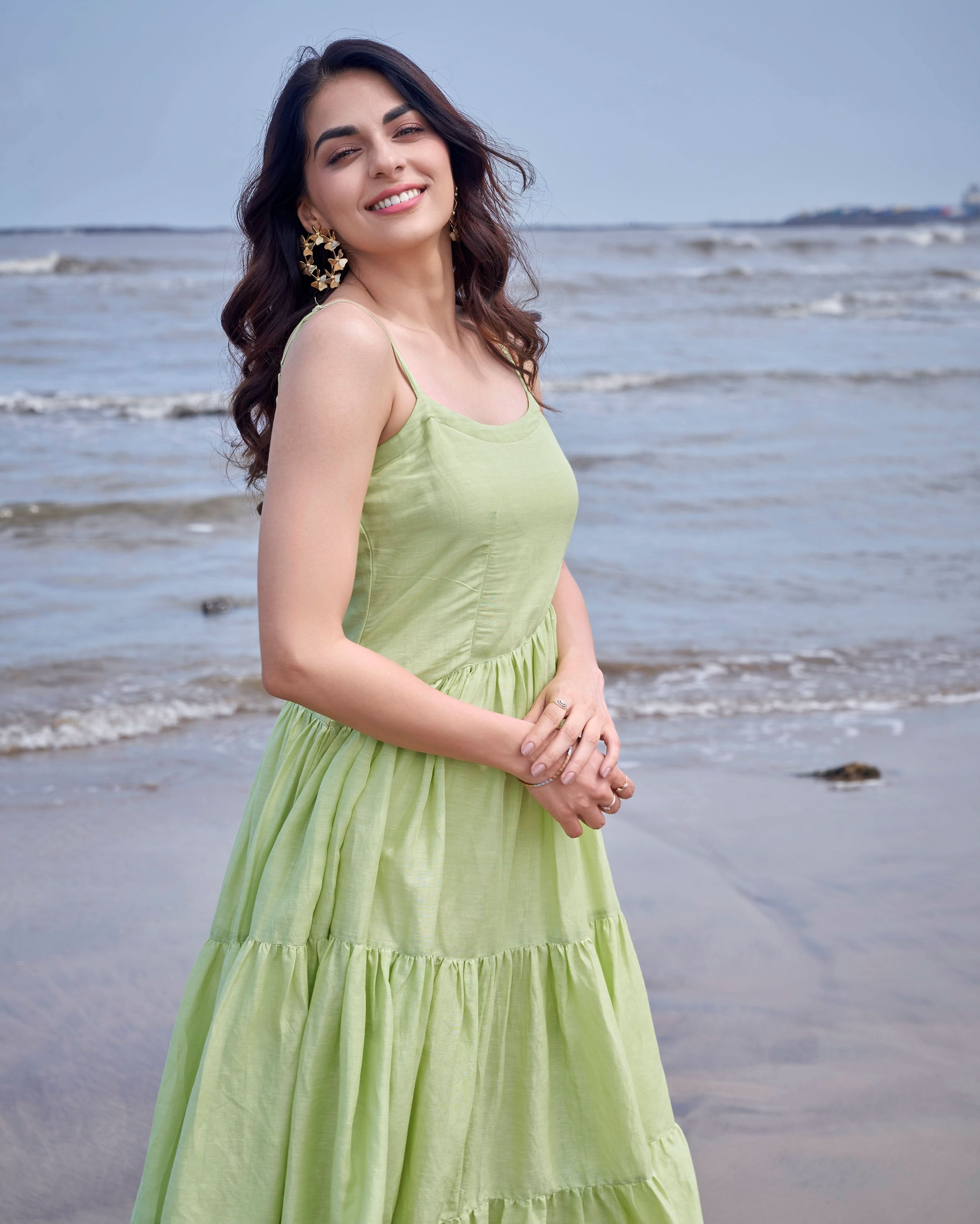 Aviary Green Solid Cotton Dress - Image 5
