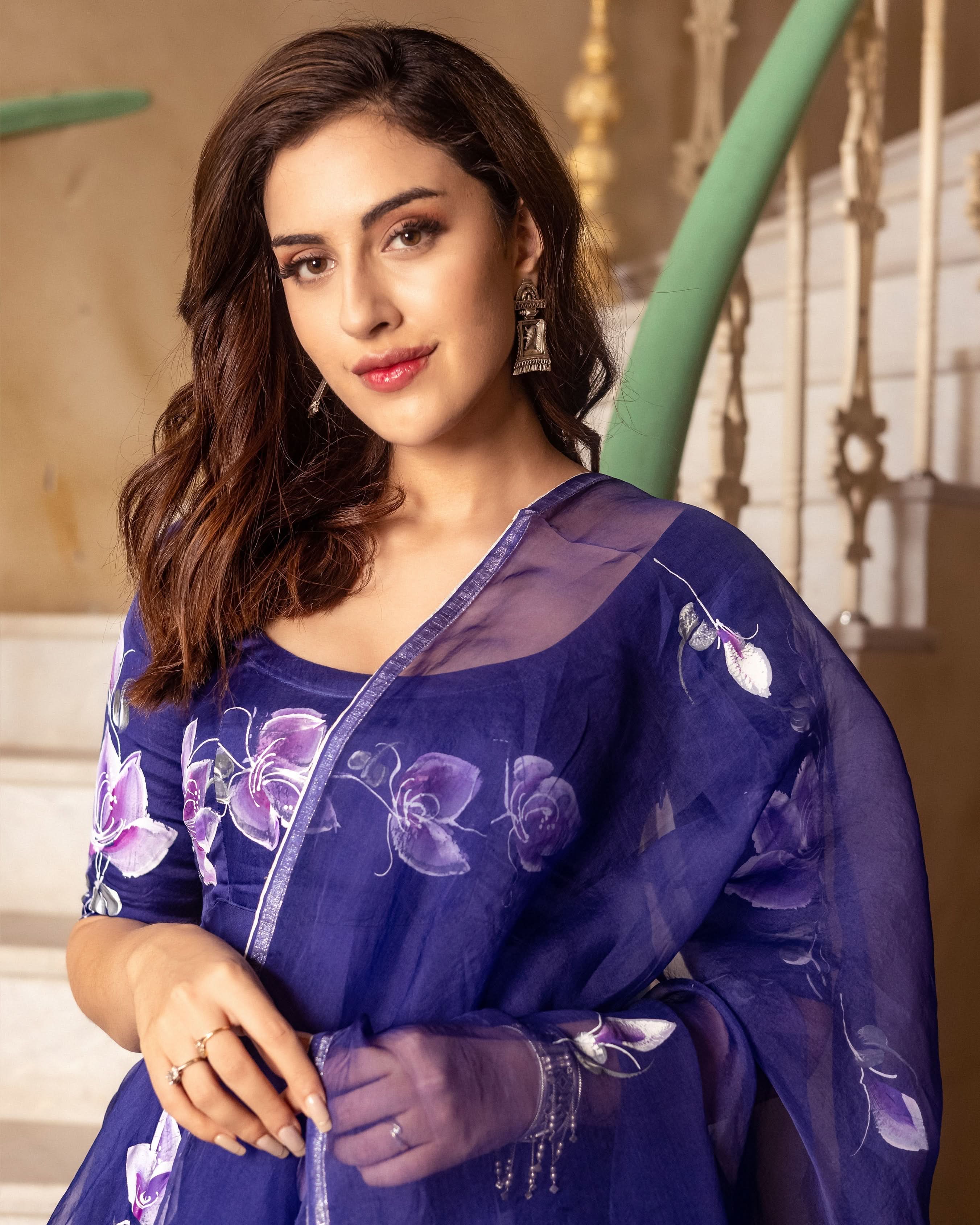 Azra Handpainted Organza Suit Set - Image 5