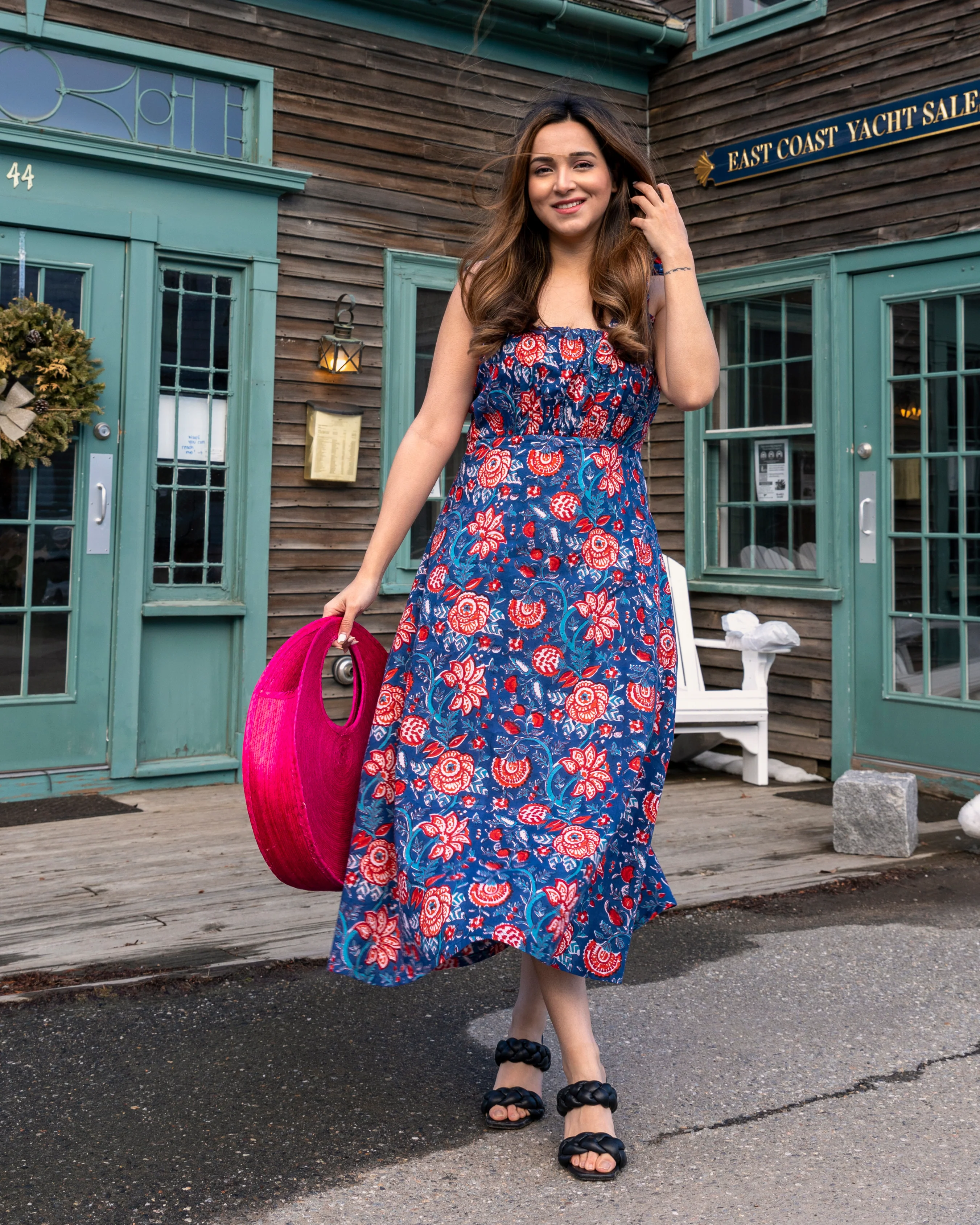 Blue Morpho Handblock Cotton Dress - Image 7