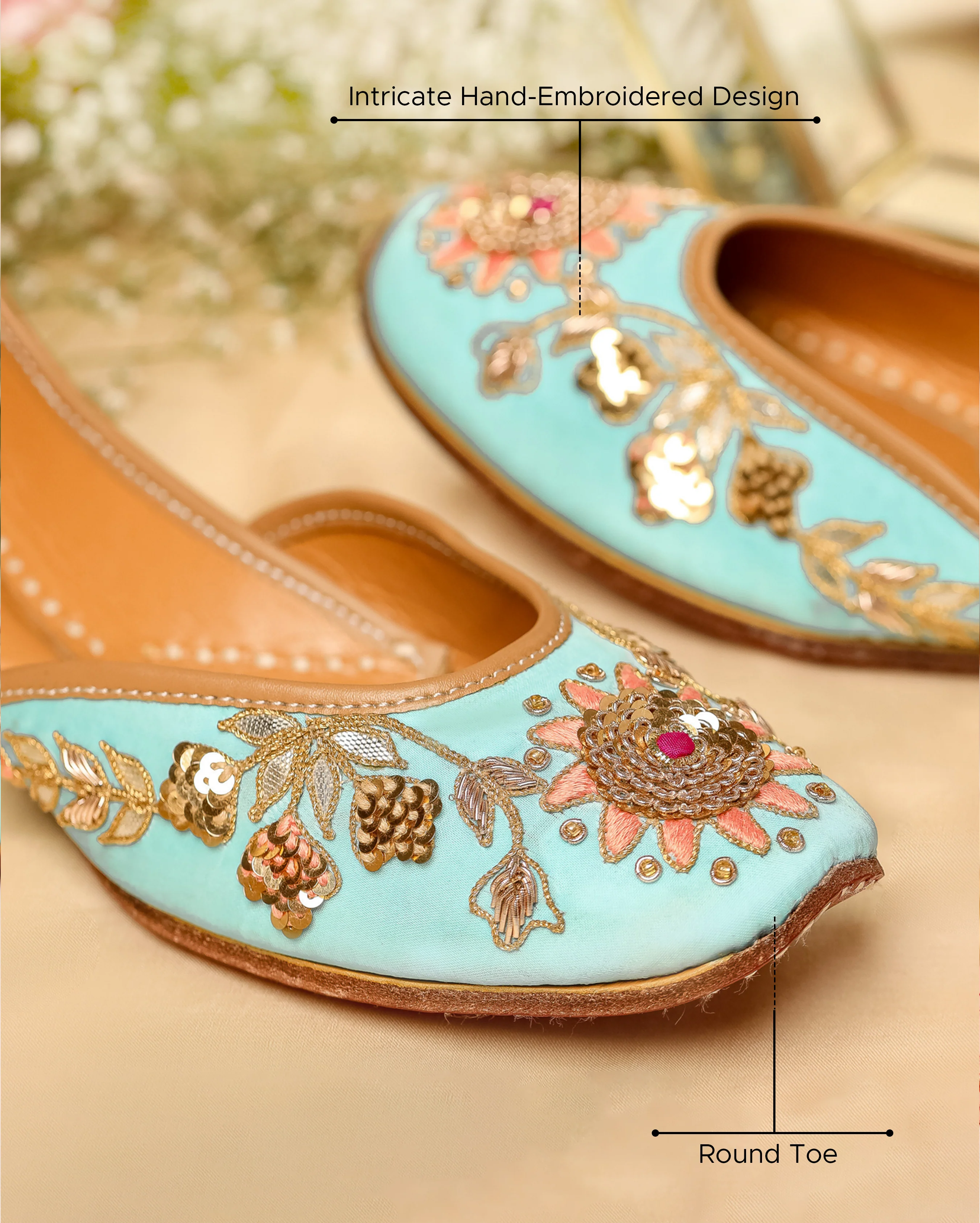 Blue Strobe Handcrafted Jutti - Image 4