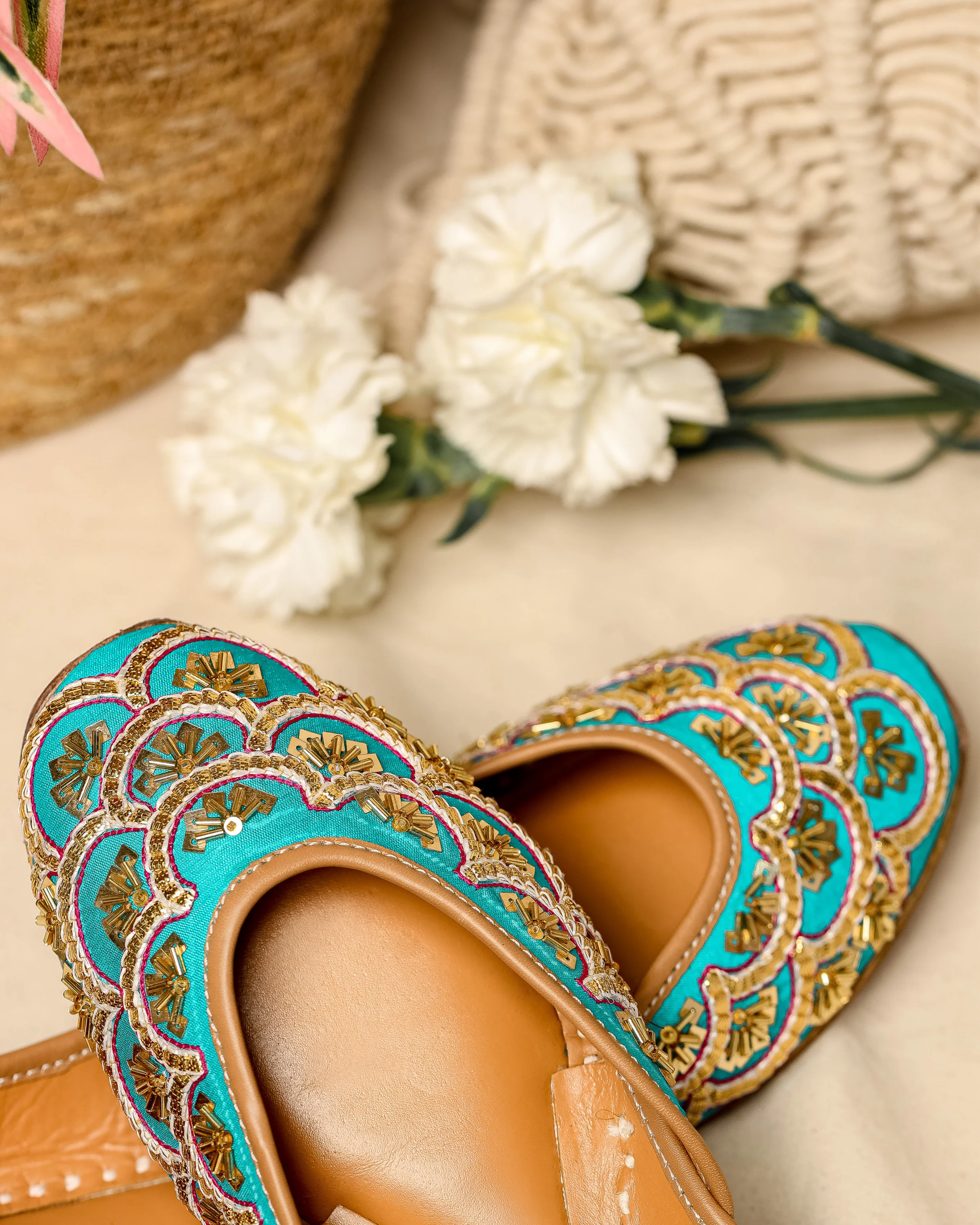 Cadet Blue Handcrafted Jutti - Image 5