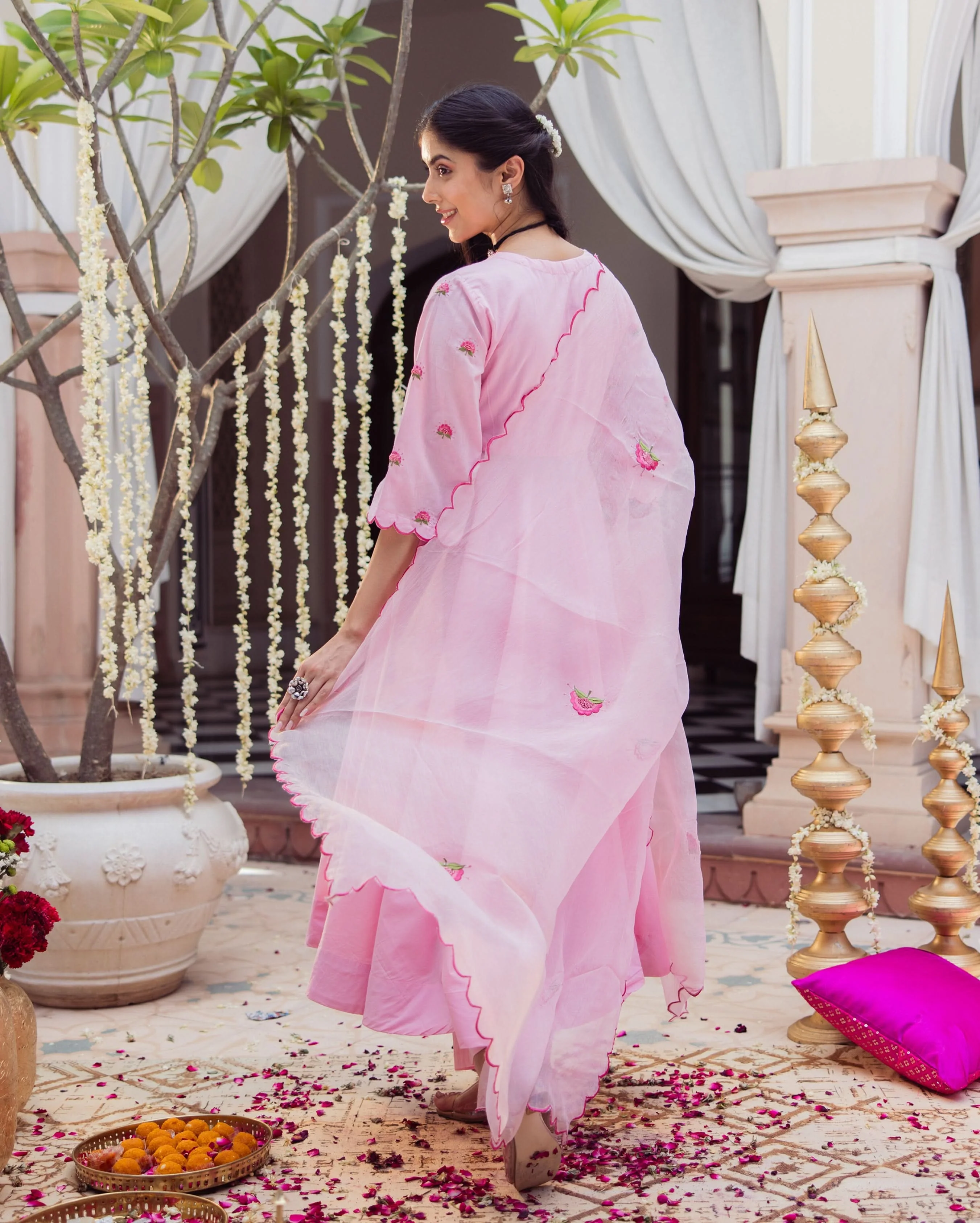 Candy Charm Pink Embroidered Cotton Suit Set - Image 6