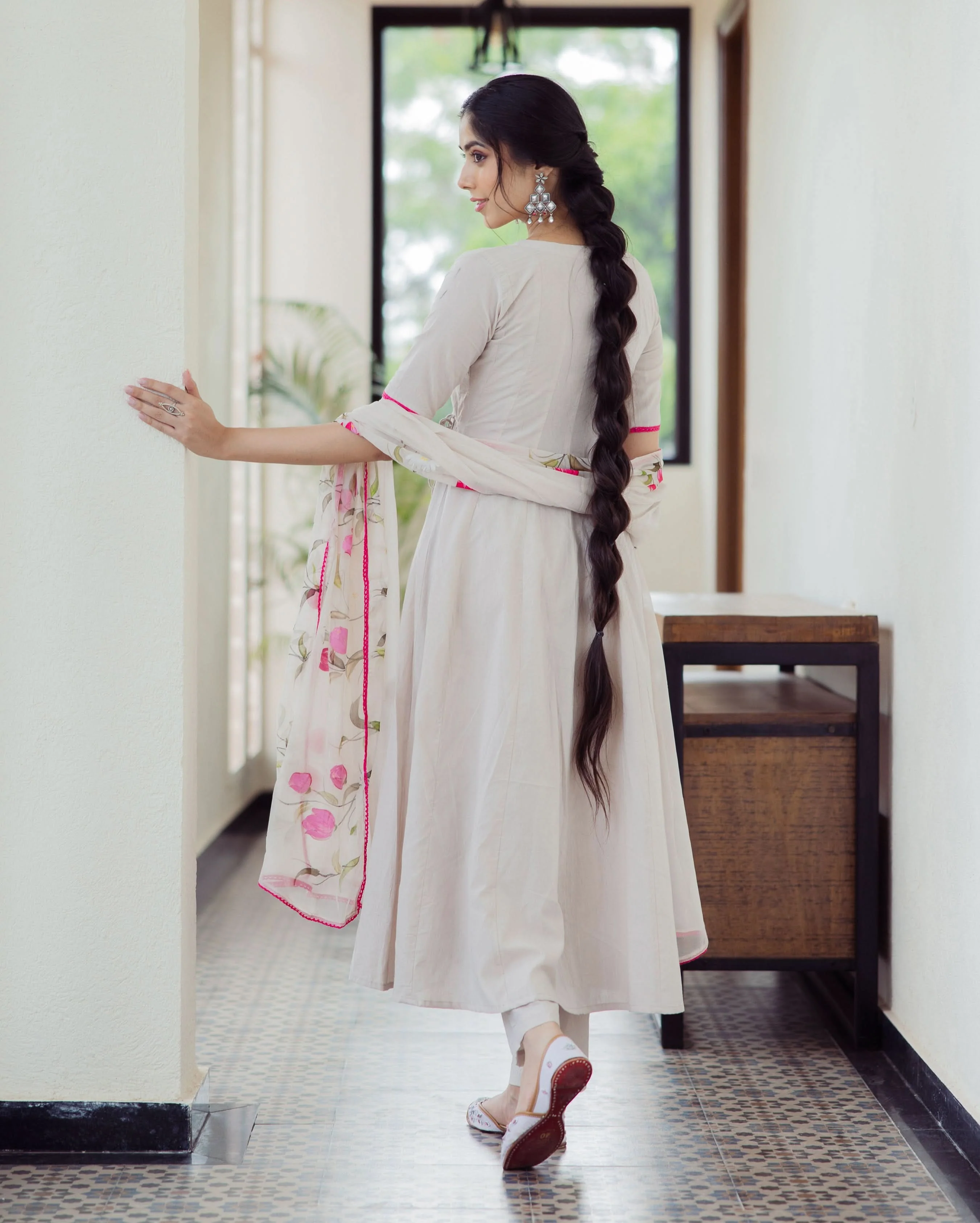 Canvas Grey Handpainted Cotton Suit Set - Image 7