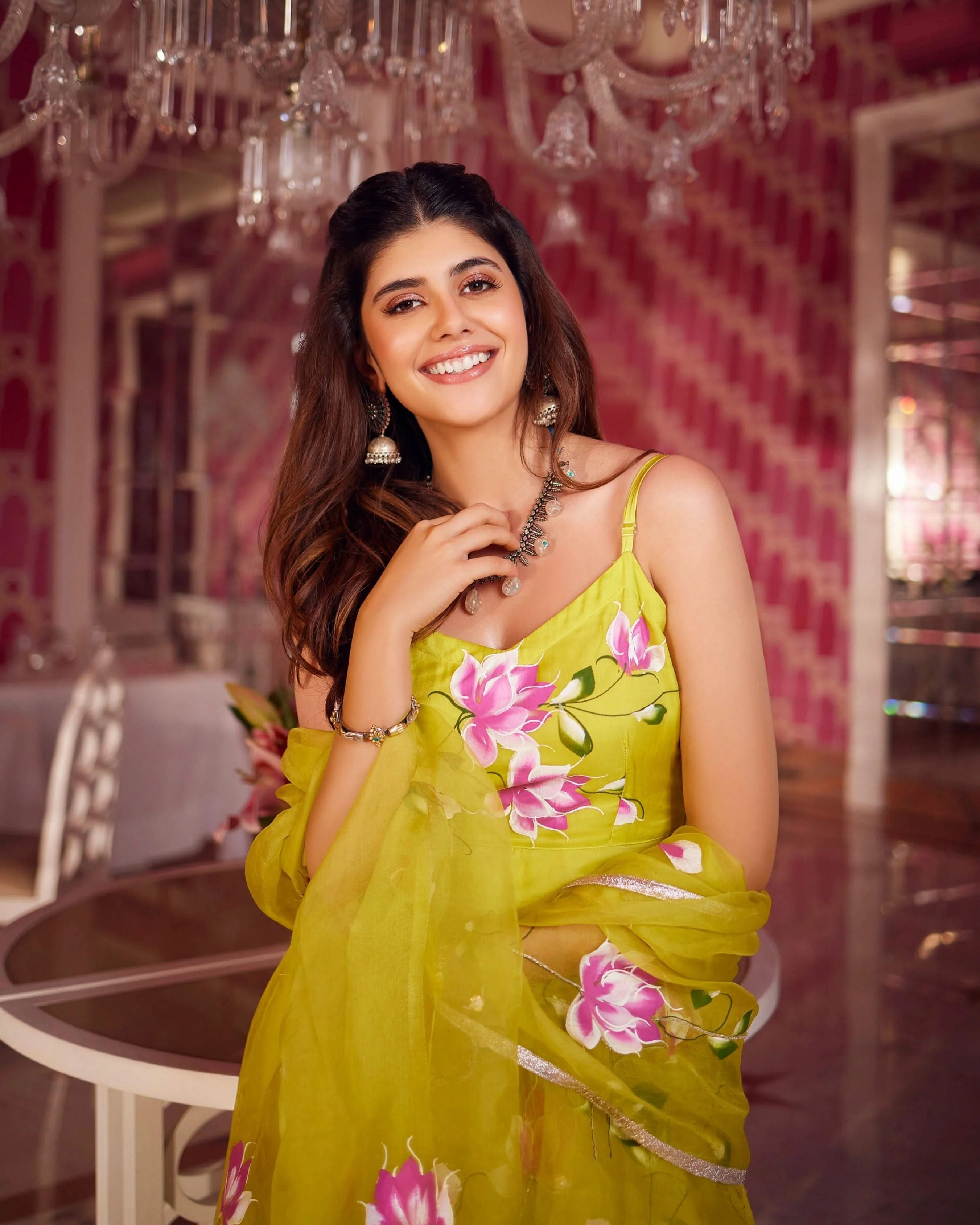 Chamki Handpainted Organza Suit Set - Image 3