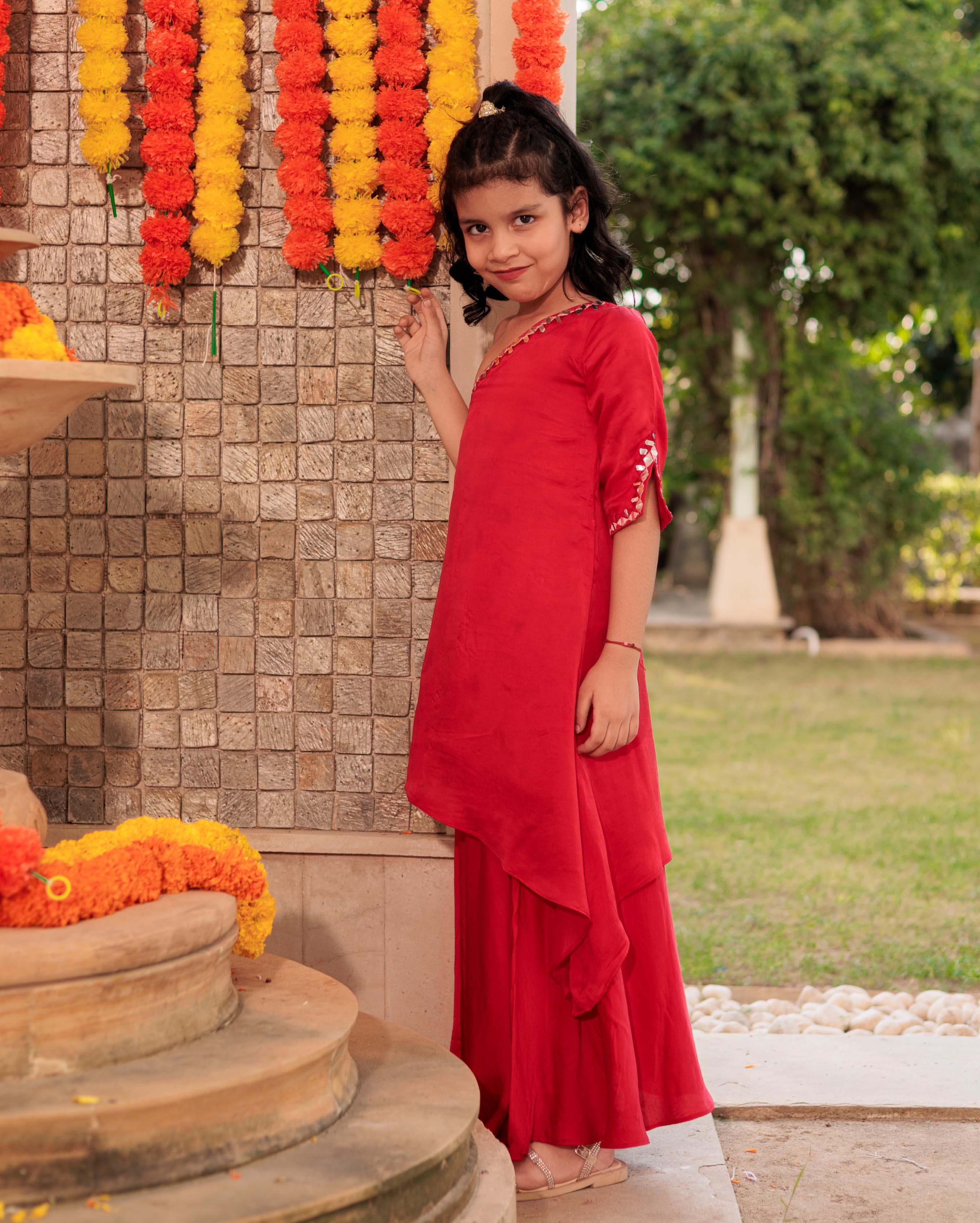 Cheery Charm Red Satin Coord Set - Image 3