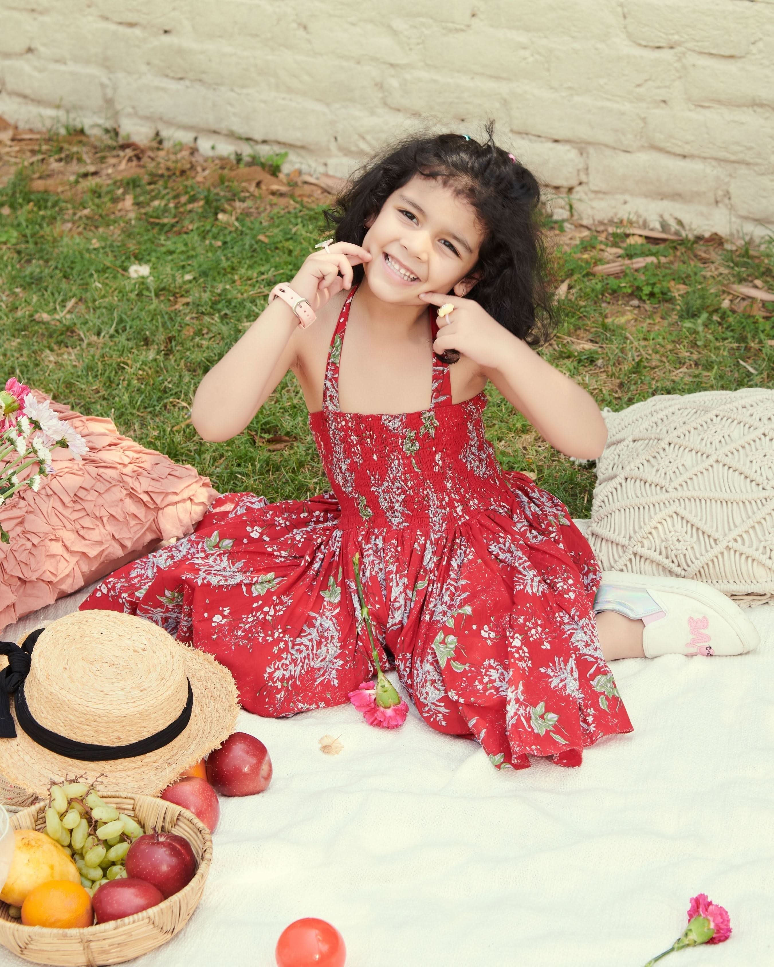 Cherry Pie Smocked Cotton Dress - Image 3