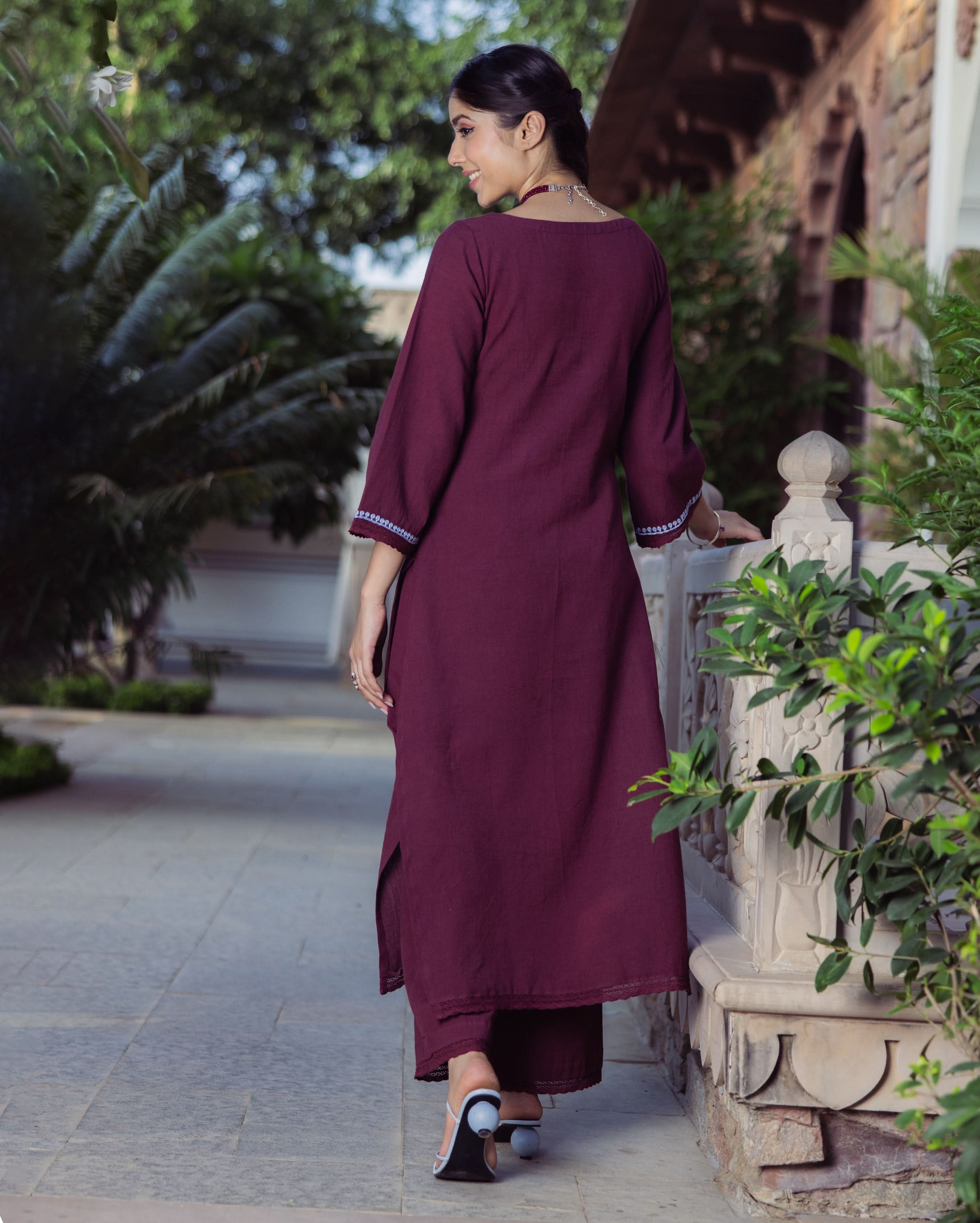 Chic Brown Embroidered Flex Kurta Set - Image 7