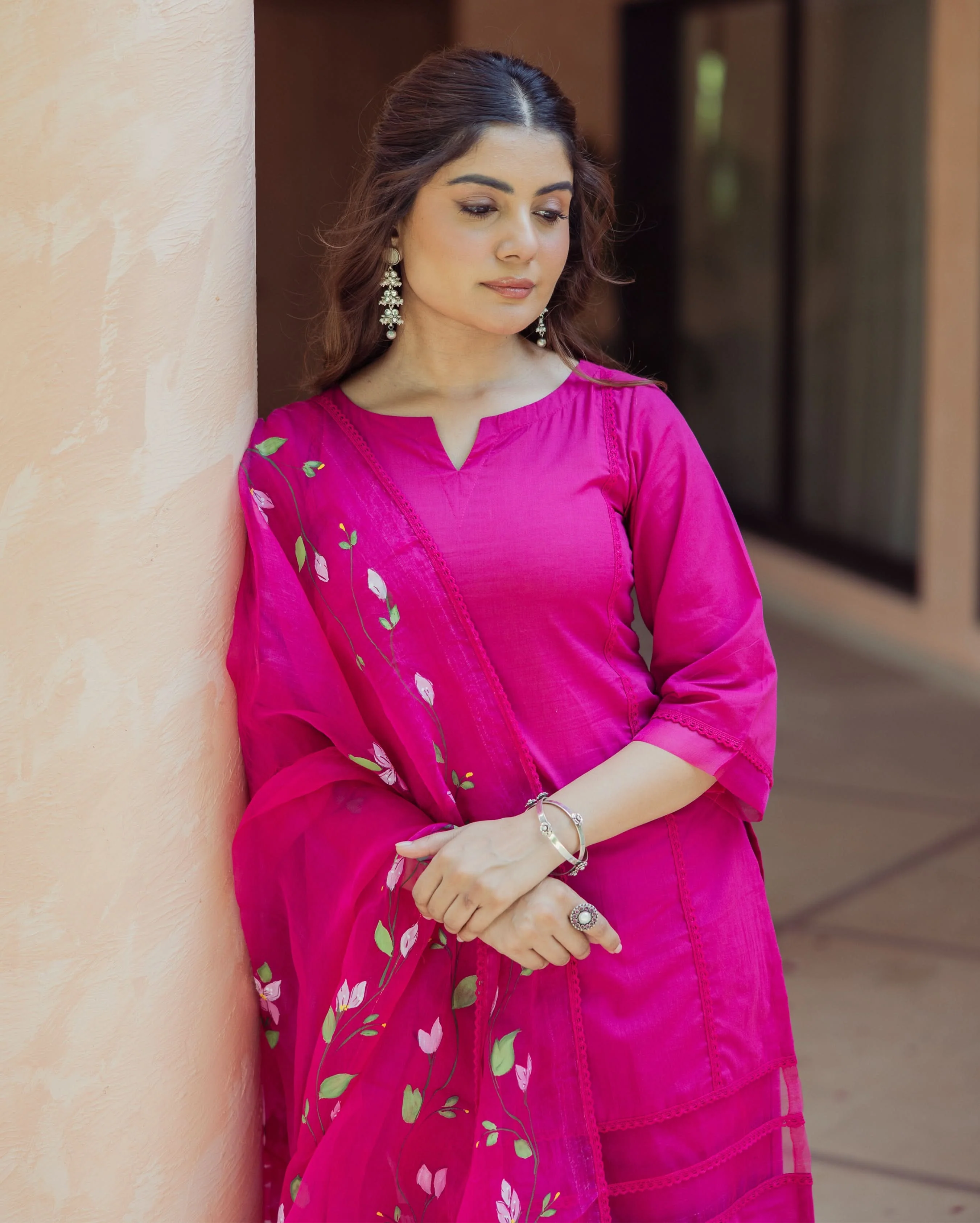 Chroma Charm Purple Handprinted Cotton Suit Set - Image 3