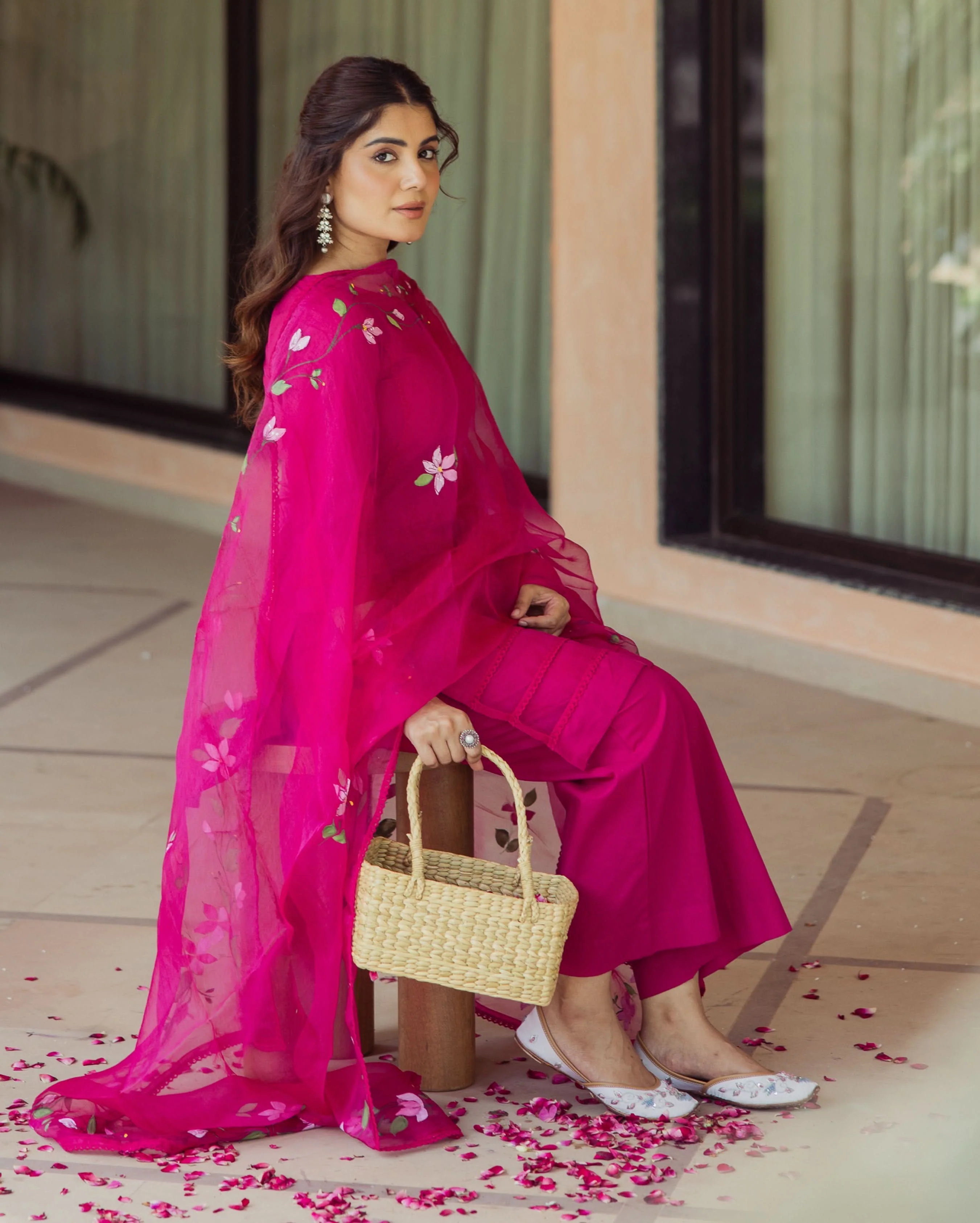 Chroma Charm Purple Handprinted Cotton Suit Set - Image 4