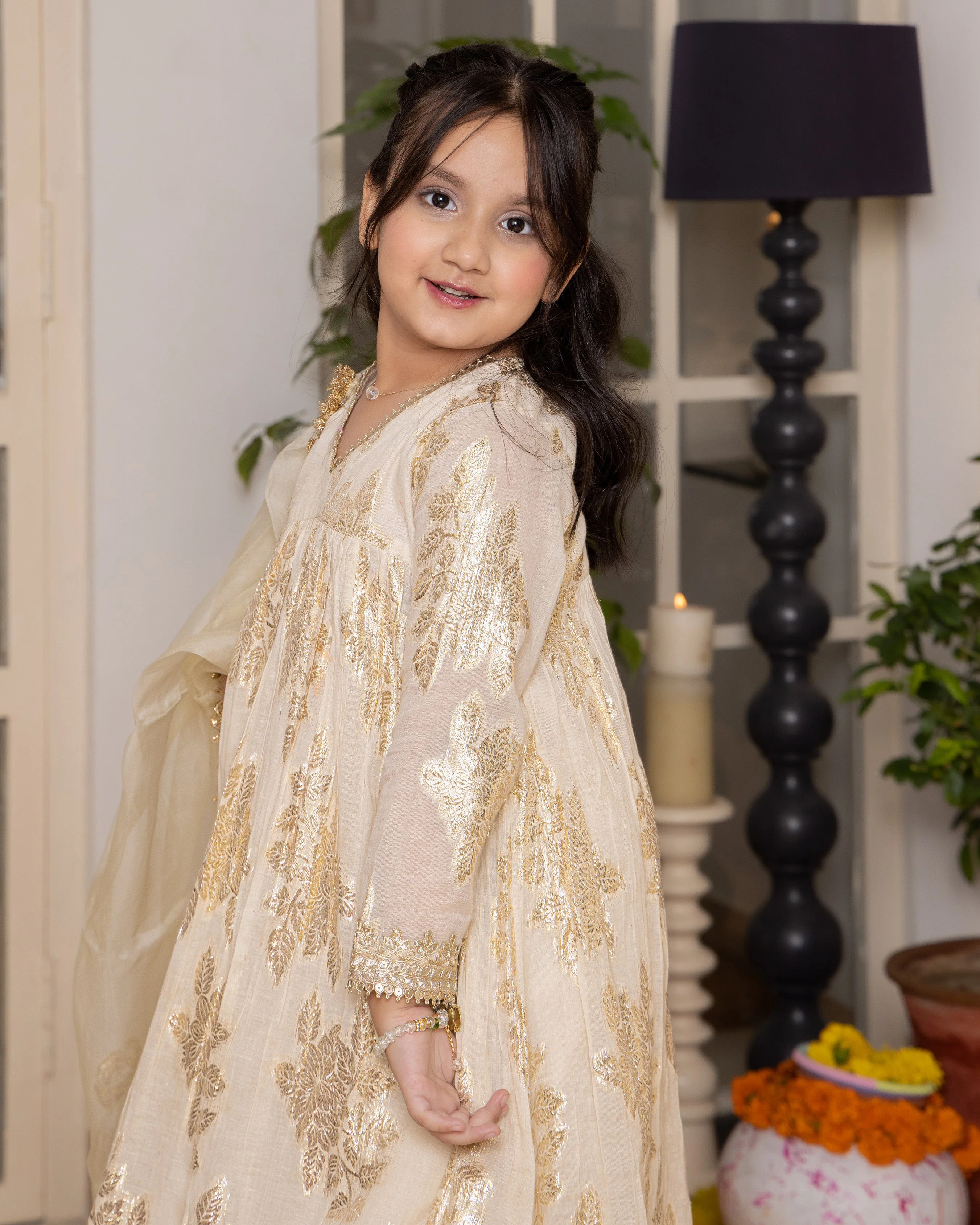 Coco Cream Solid Jacquard Suit Set - Image 6