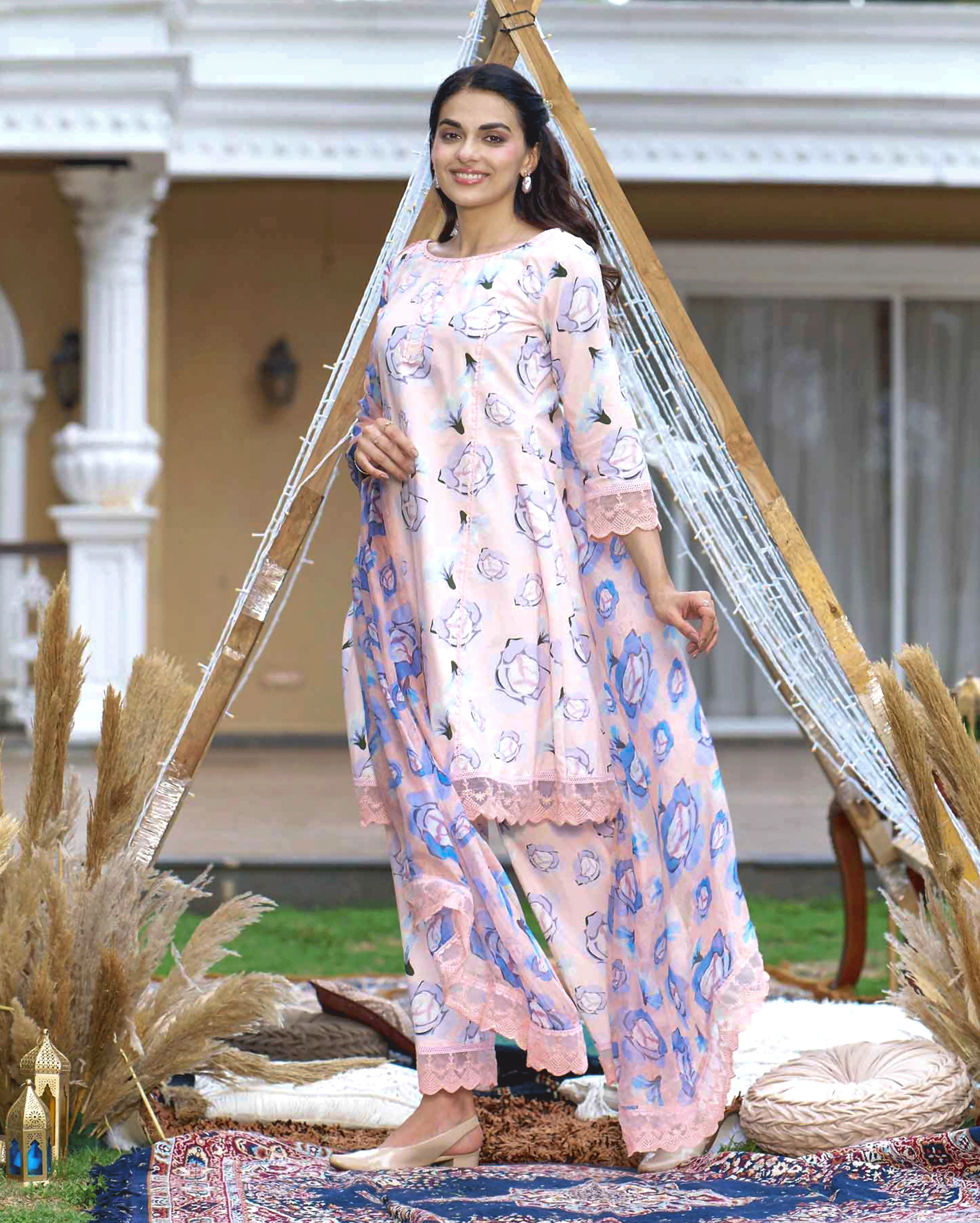 Coneflower Peach Printed Cotton Suit Set - Image 3
