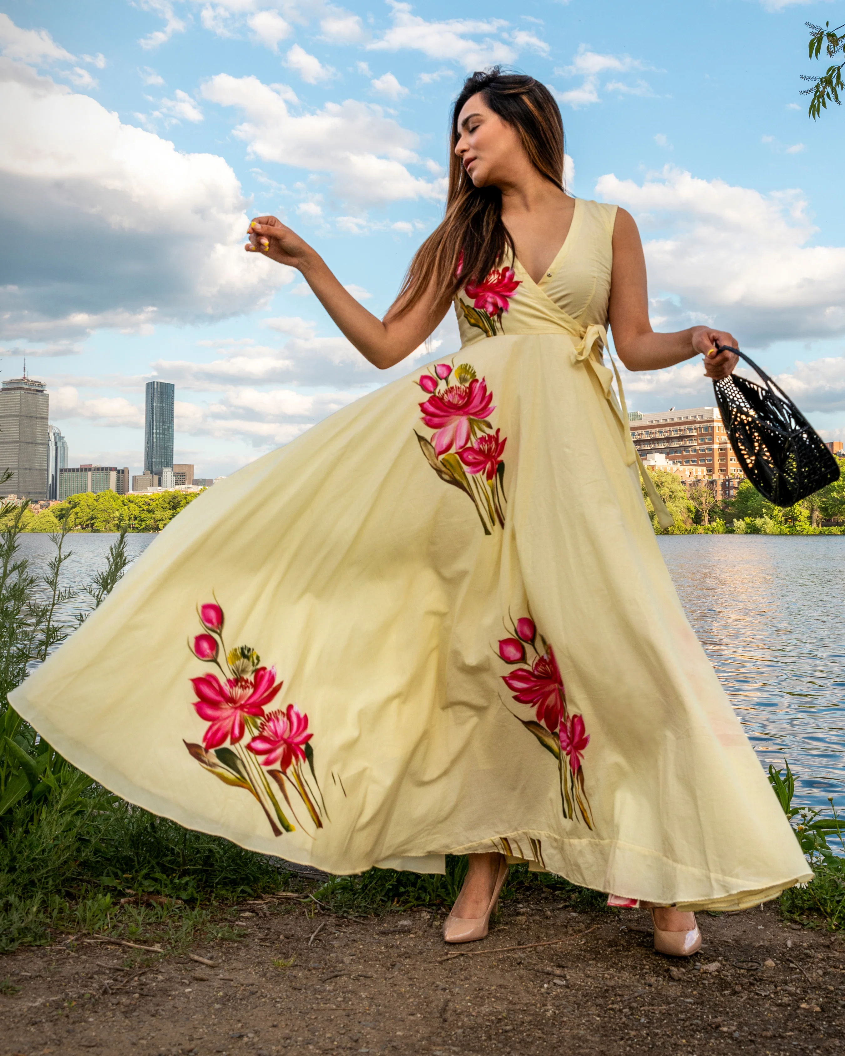 Cream Shell Handpainted Cotton Dress - Image 7