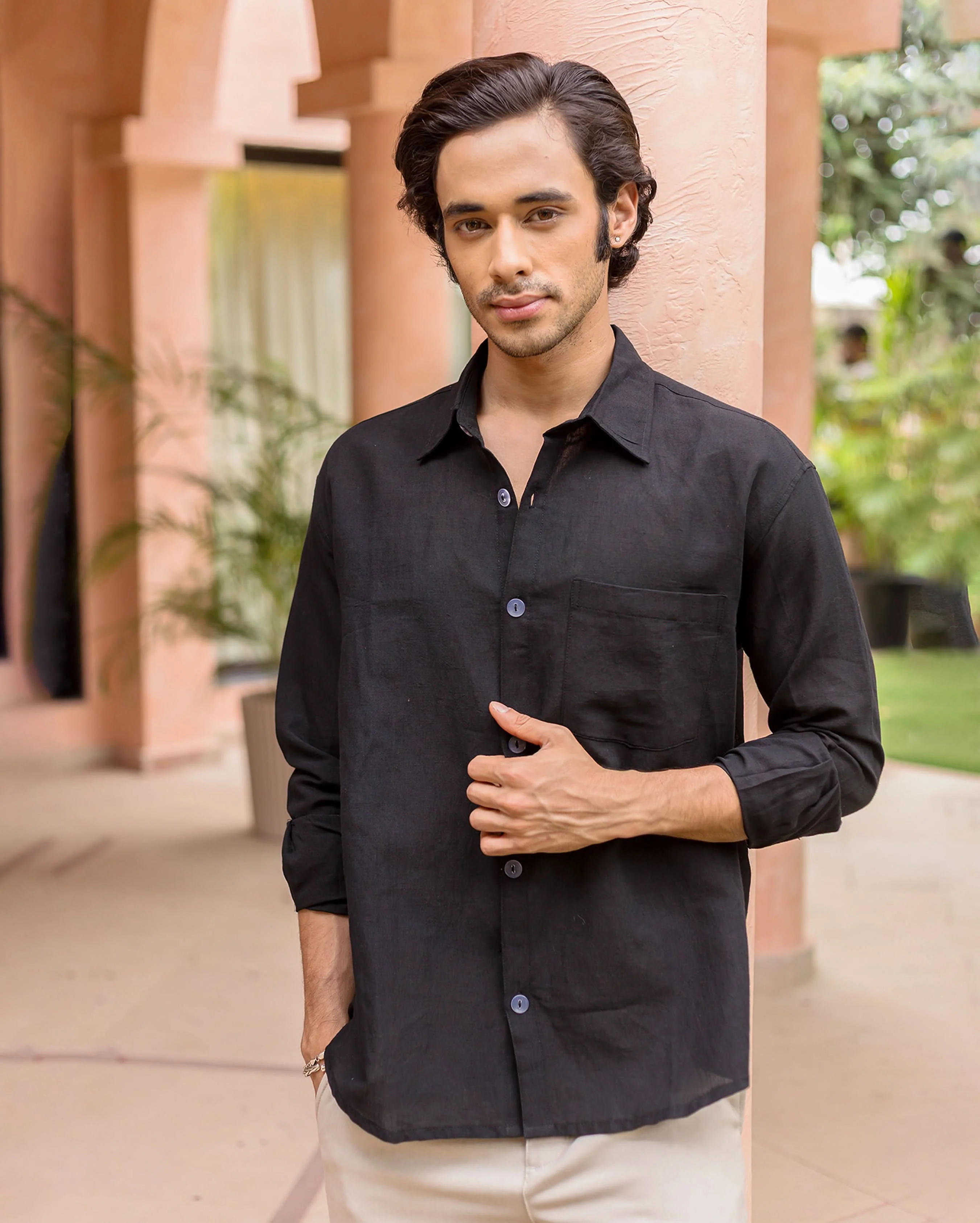 Daniel Black Linen Solid Shirt - Image 2