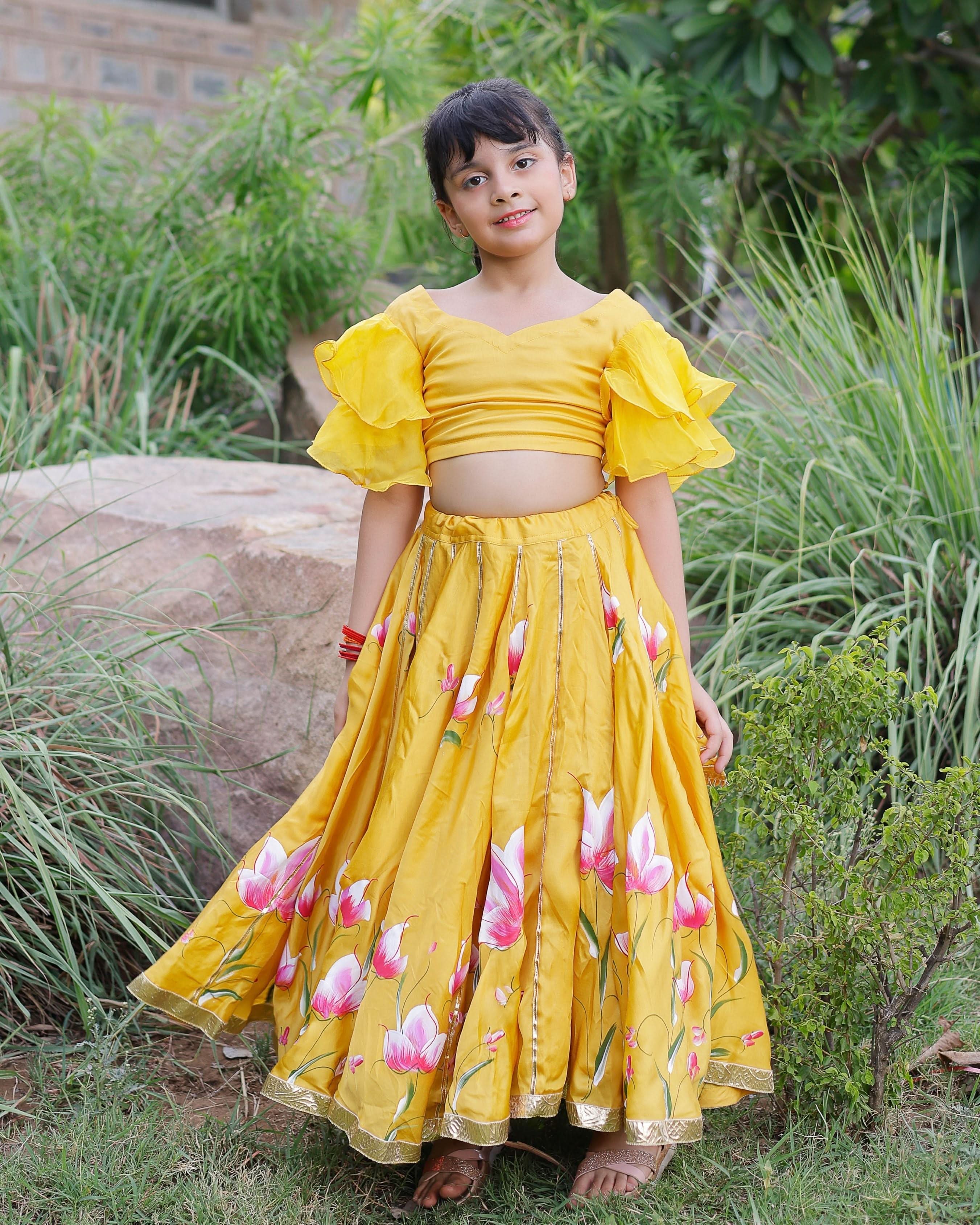 Daria Satin Handpainted Lehenga Set - Image 6