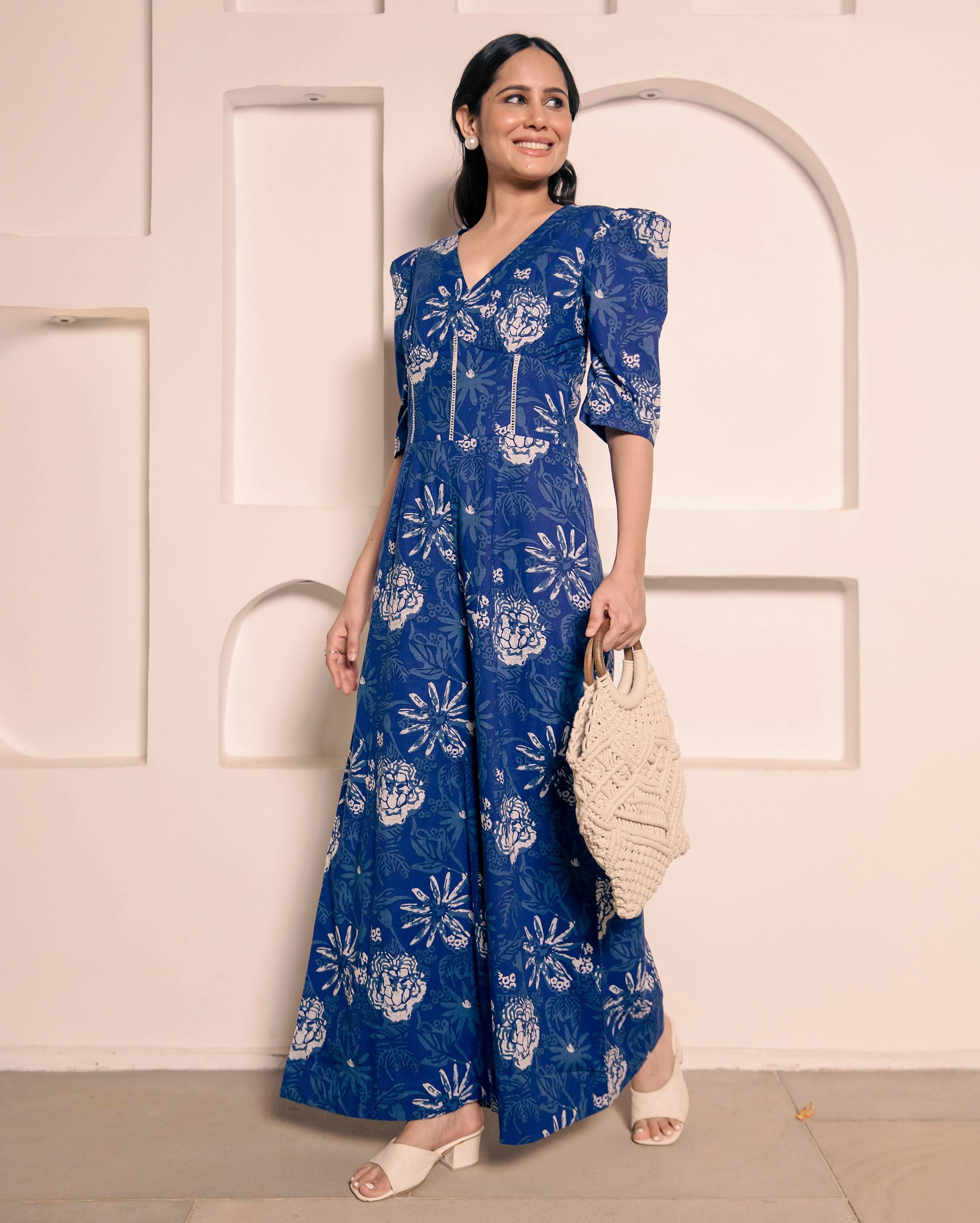 Darling Blue Cotton Printed Jumpsuit - Image 2
