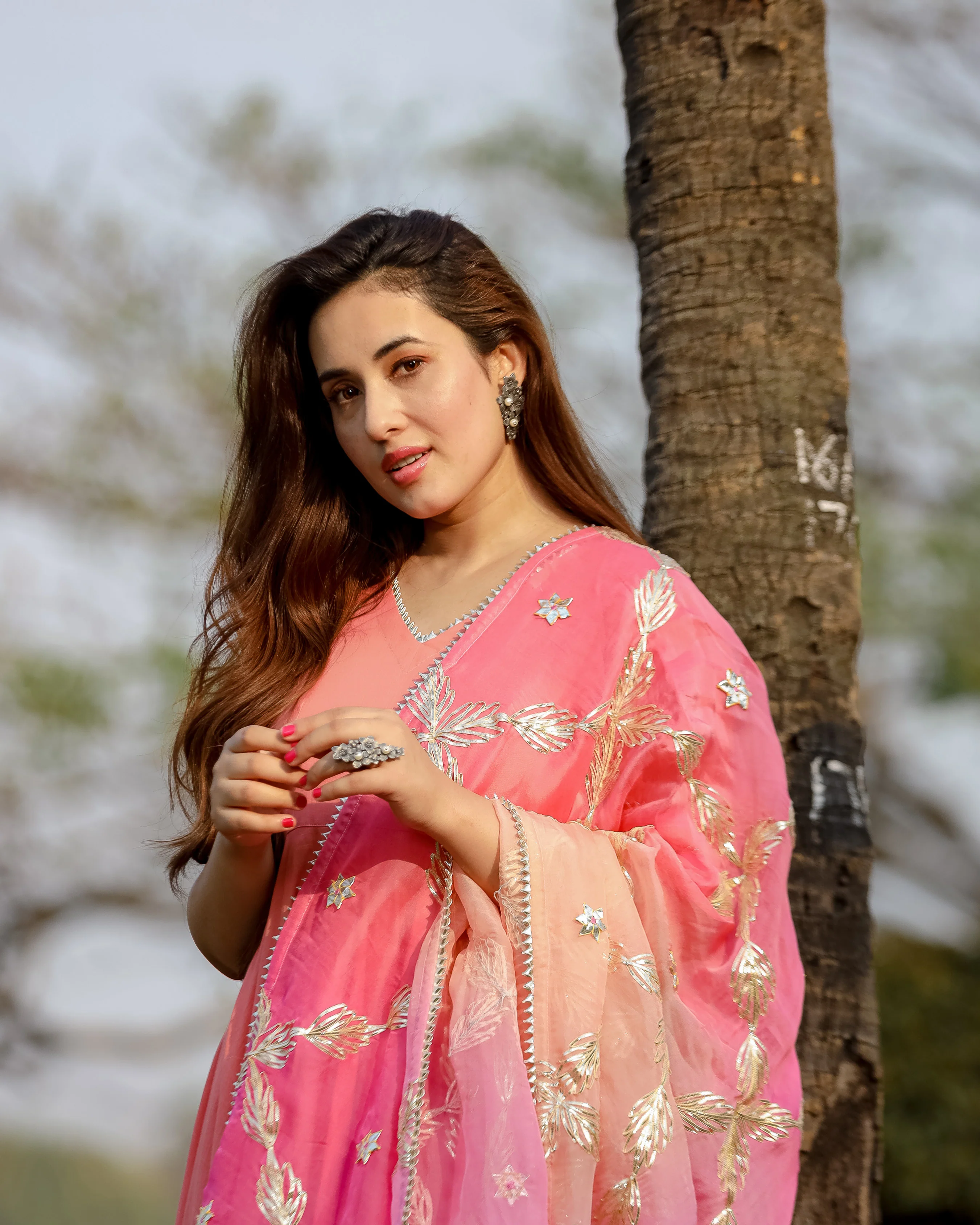Dazzle Peach Gotapatti Suit Set - Image 6