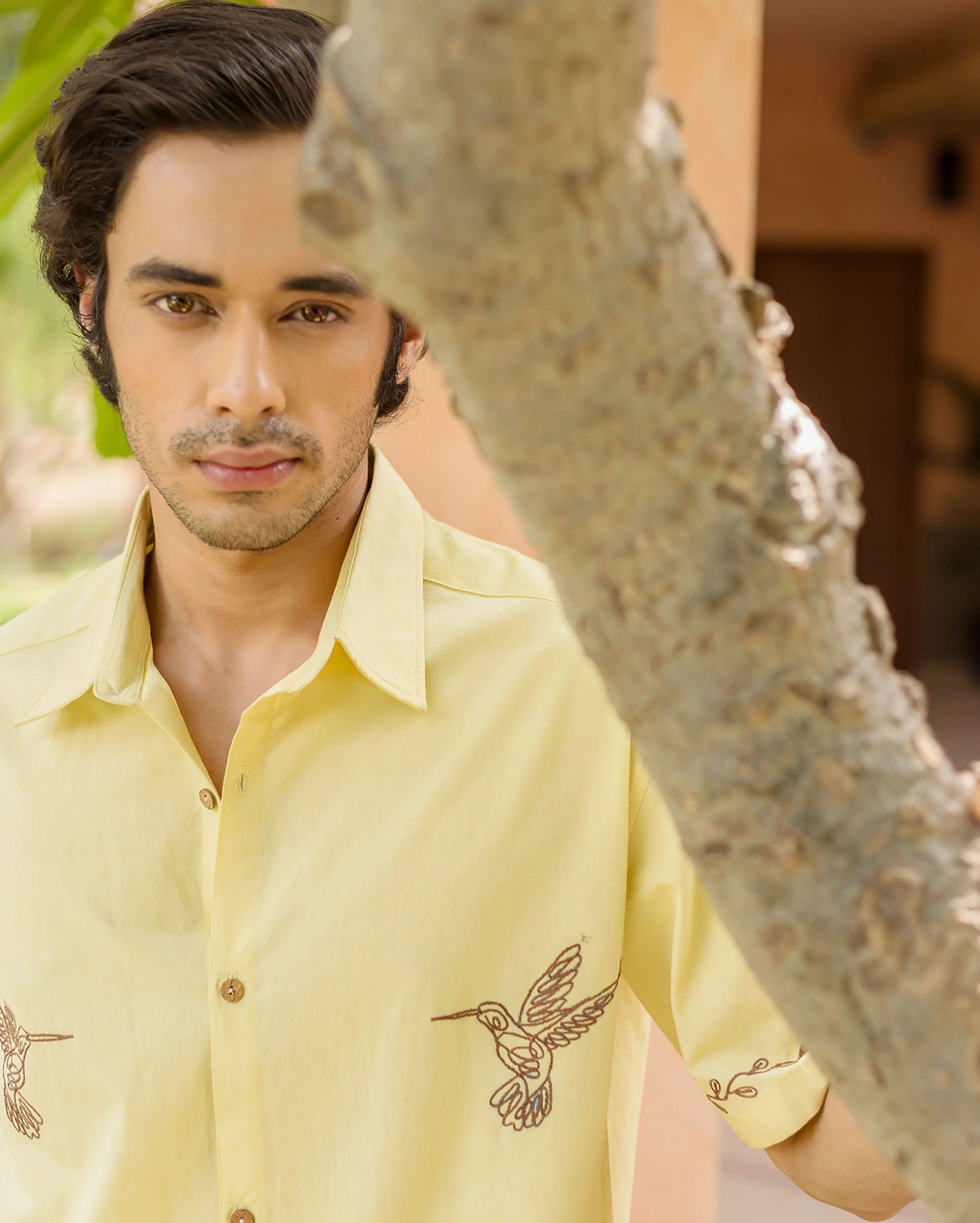 Doff Yellow Embroidered Cotton Shirt - Image 4