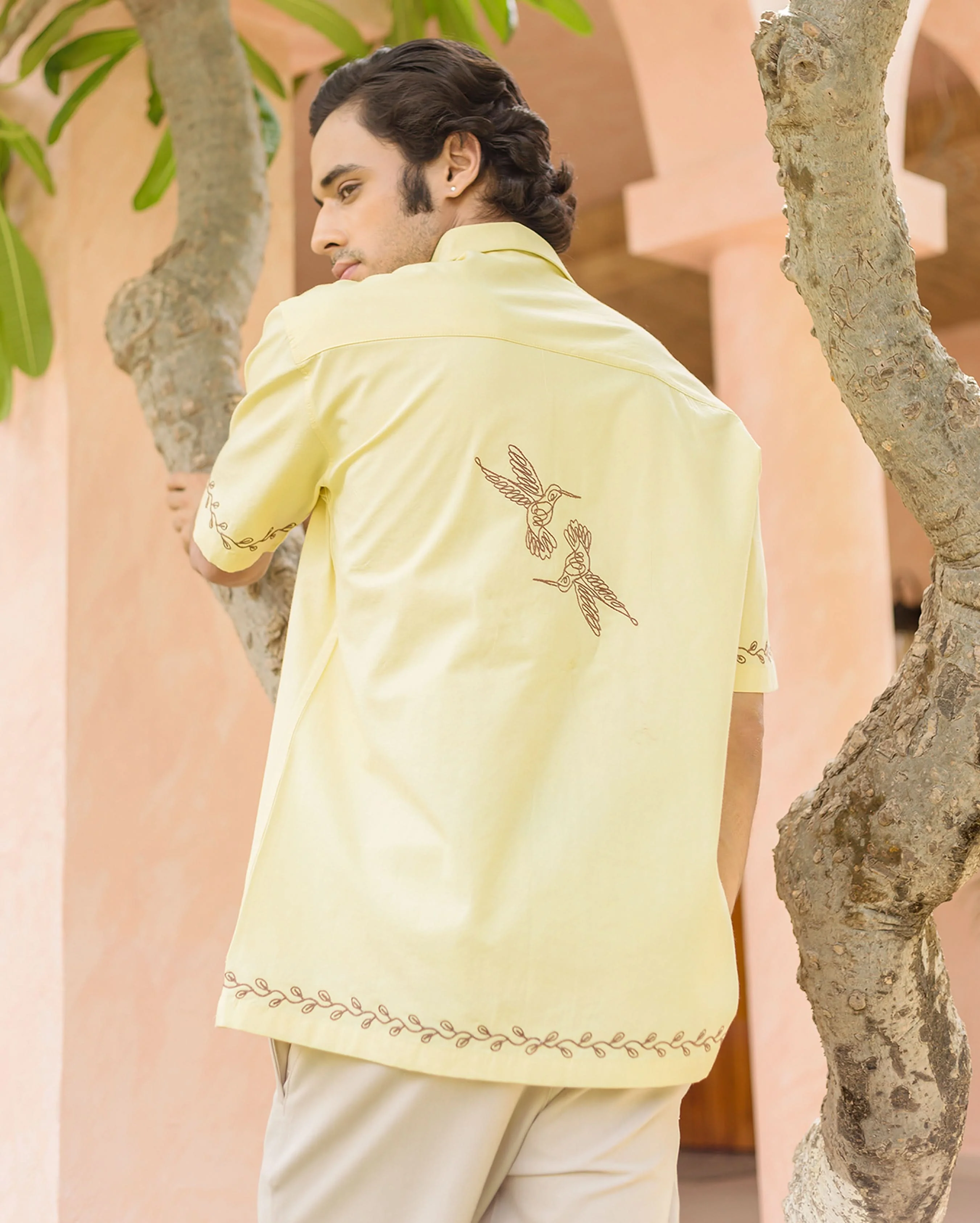 Doff Yellow Embroidered Cotton Shirt - Image 6