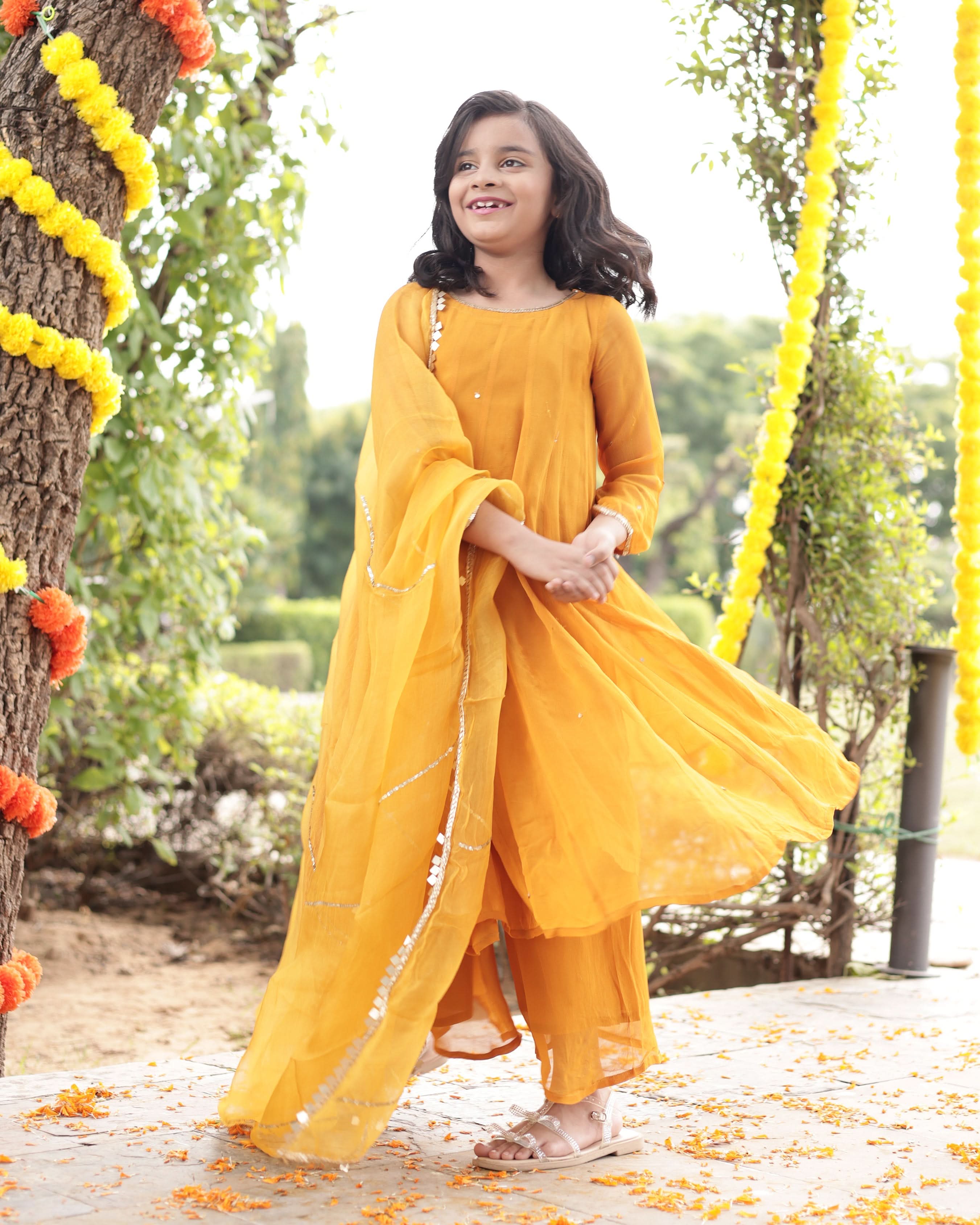 Doodle Mustard Sequin Georgette Suit Set - Image 3