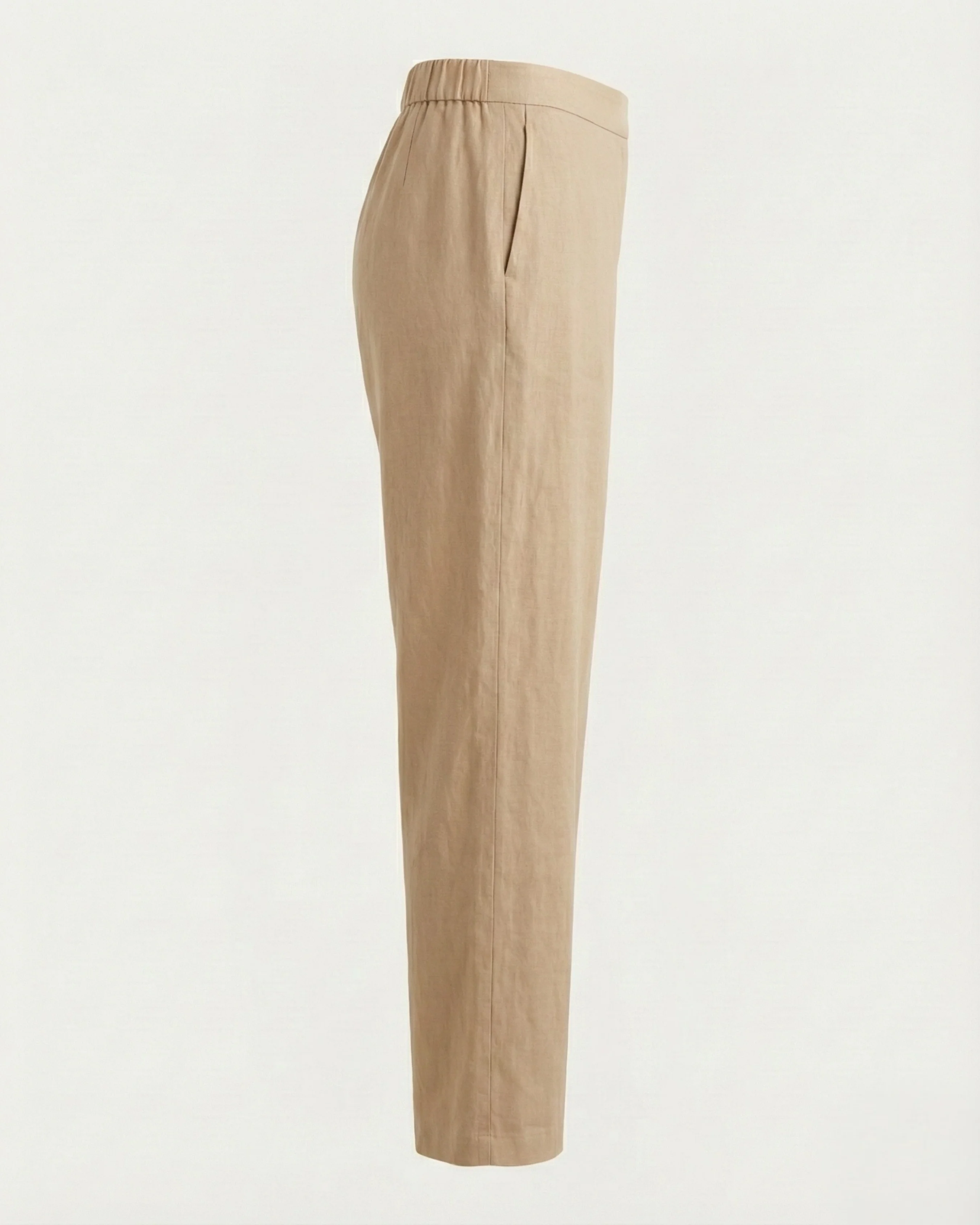 Elena Light Creamish Brown Linen Straight Pants - Image 4