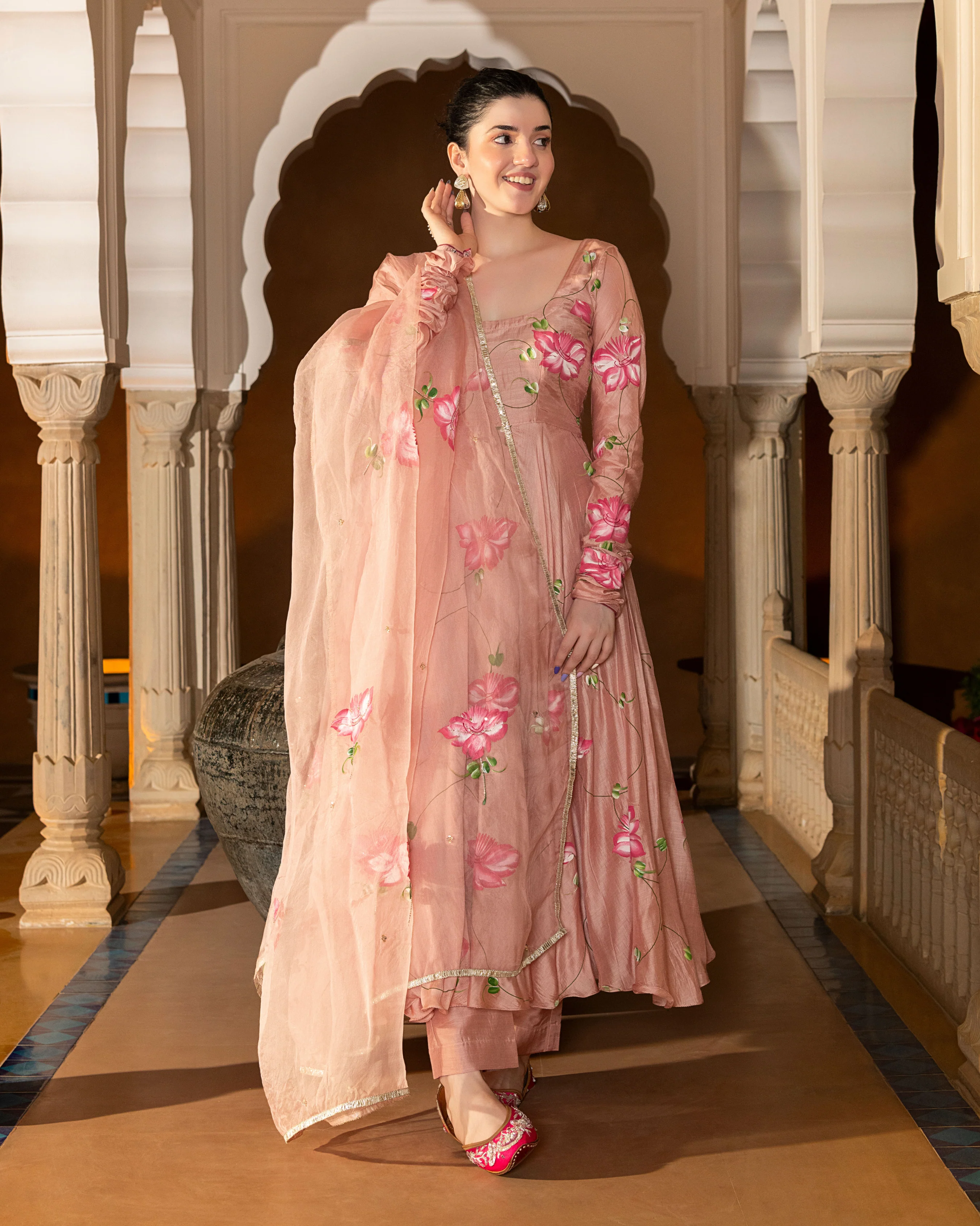 Eshal Handpainted Cotton Silk Suit Set - Image 3
