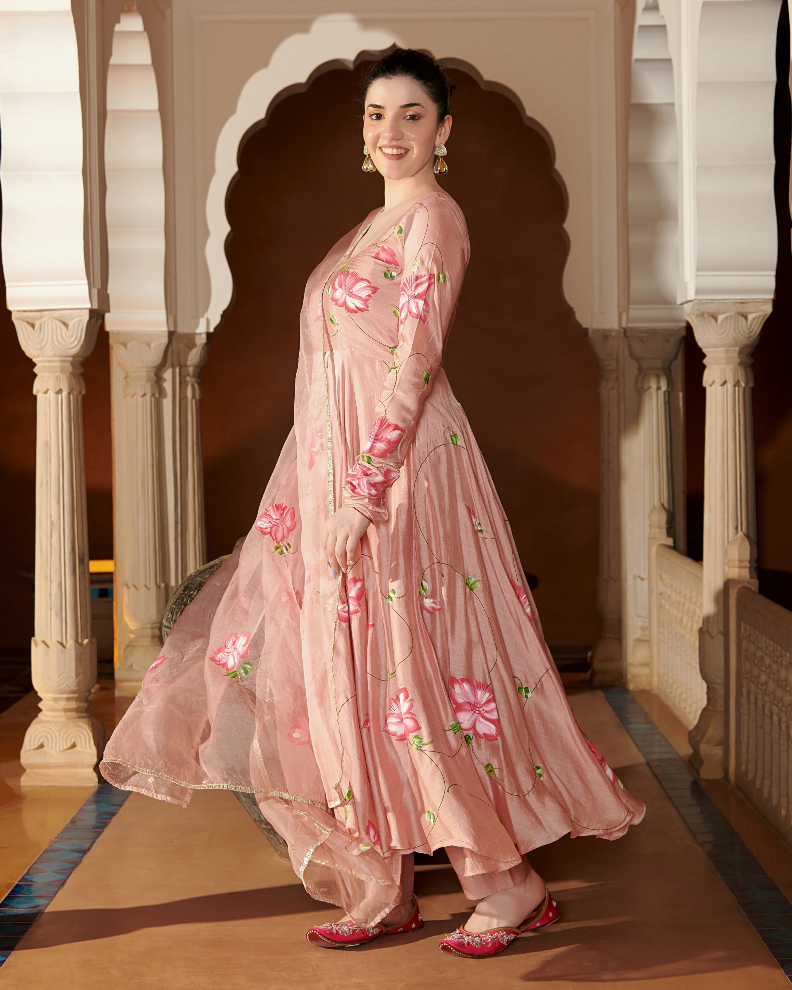 Eshal Handpainted Cotton Silk Suit Set - Image 4