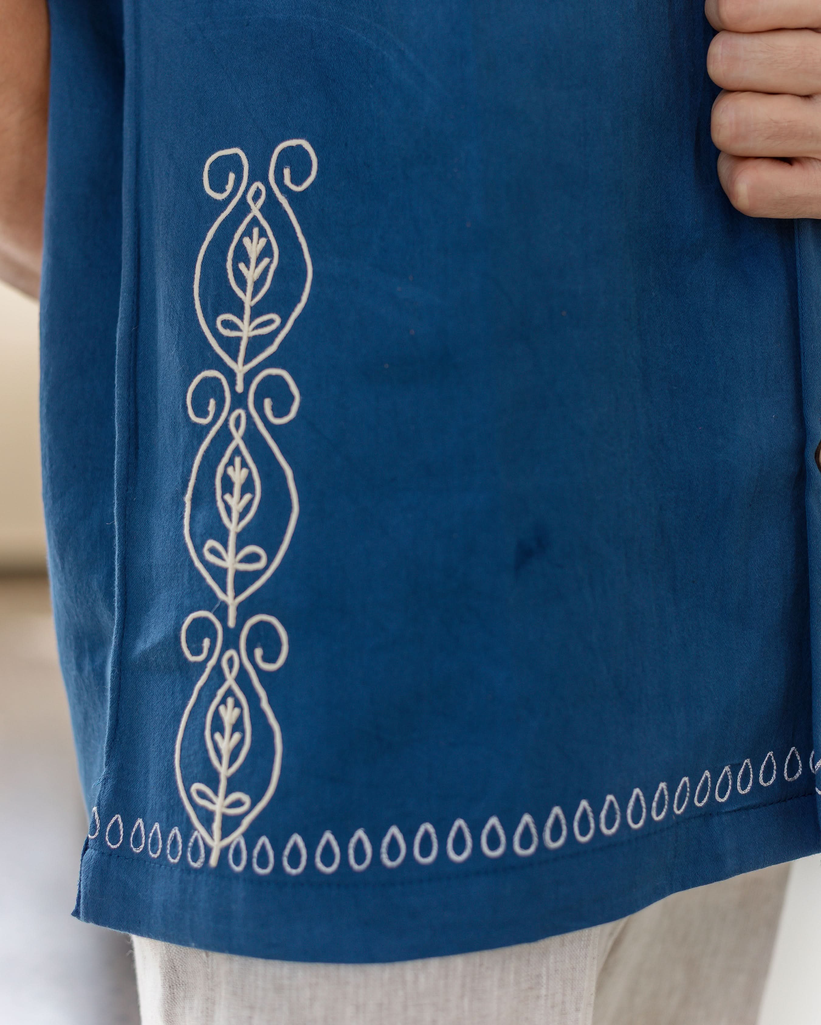 Ford Indigo Embroidered Cotton Shirt - Image 4
