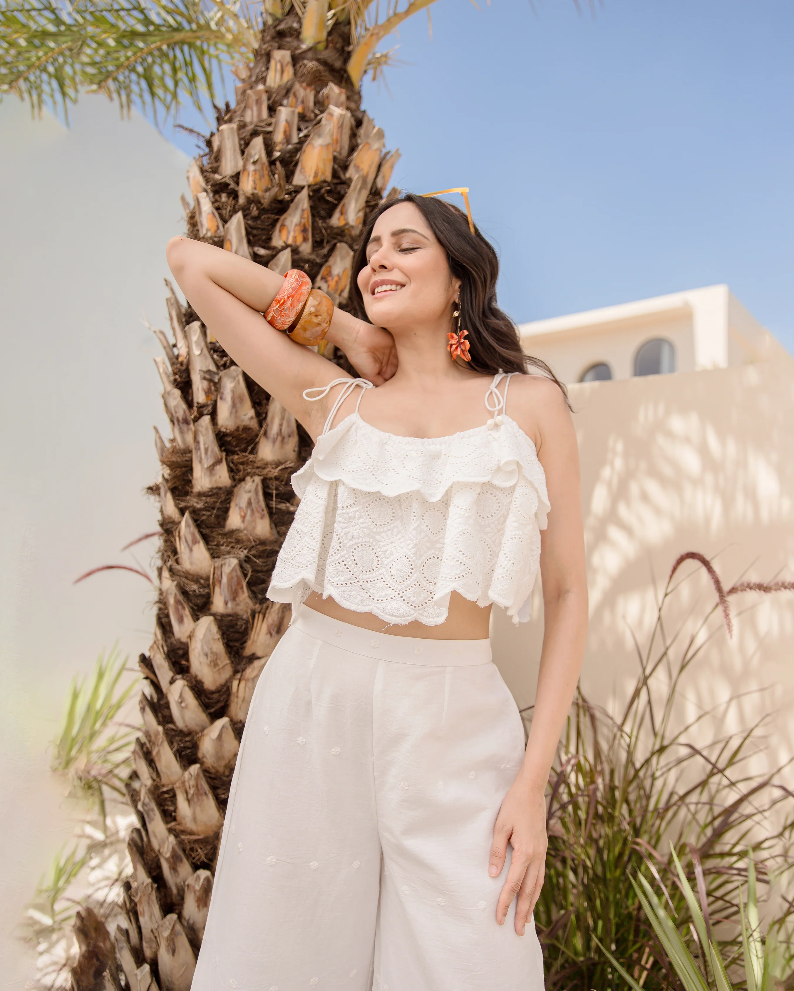Frosted White Cotton Schiffli Coord Set - Image 2