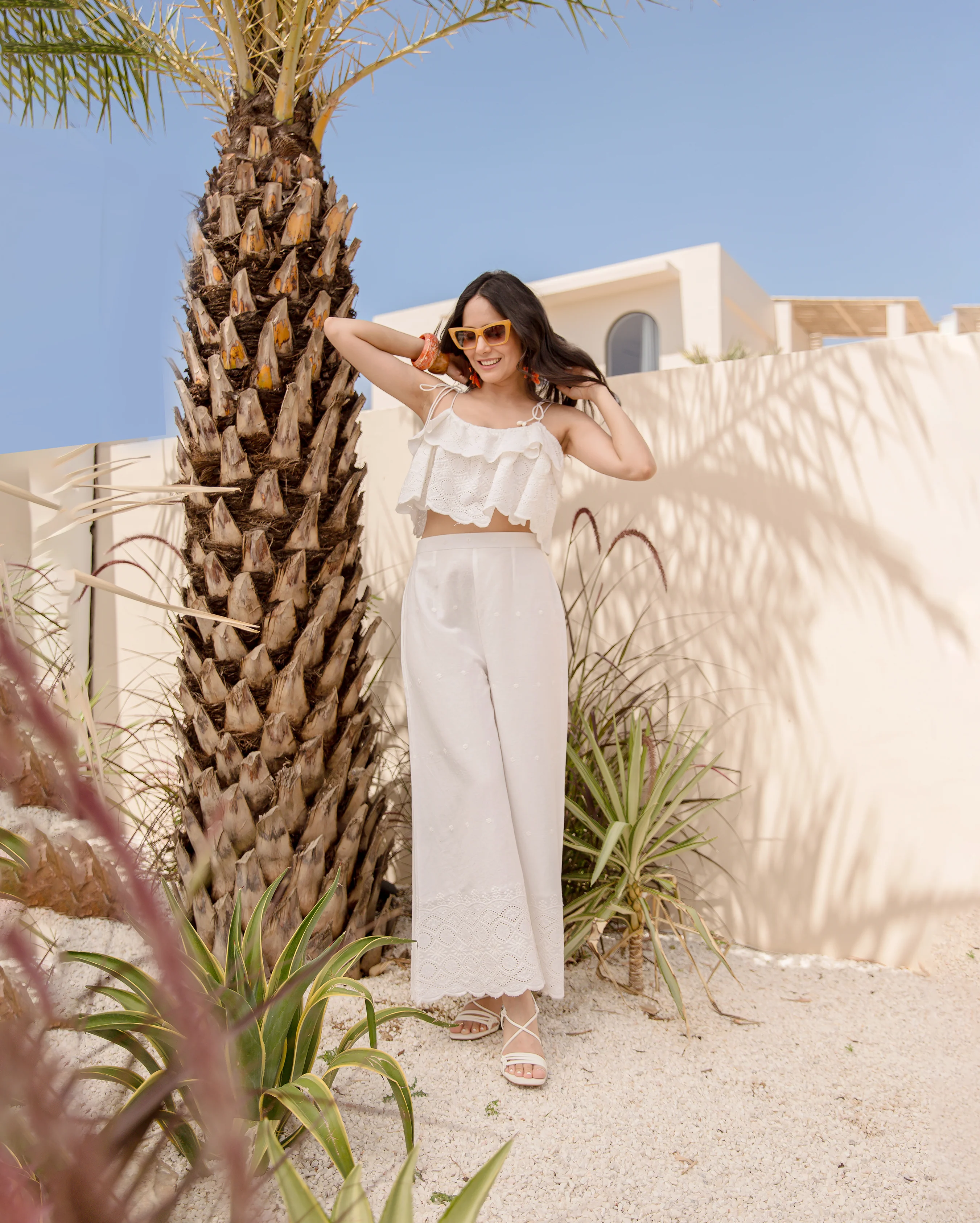 Frosted White Cotton Schiffli Coord Set - Image 3