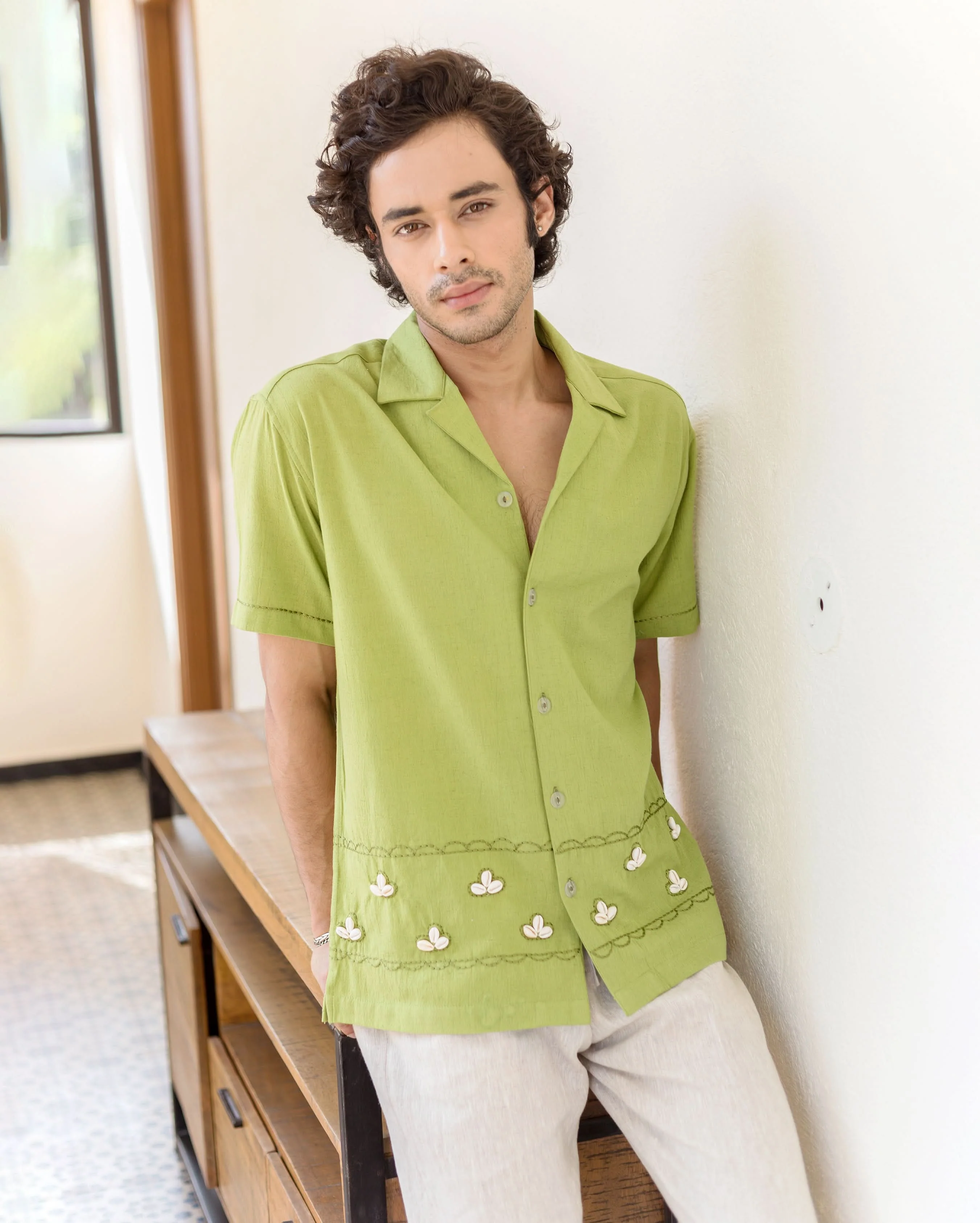 Gage Green Embroidered Flex Solid Shirt - Image 4