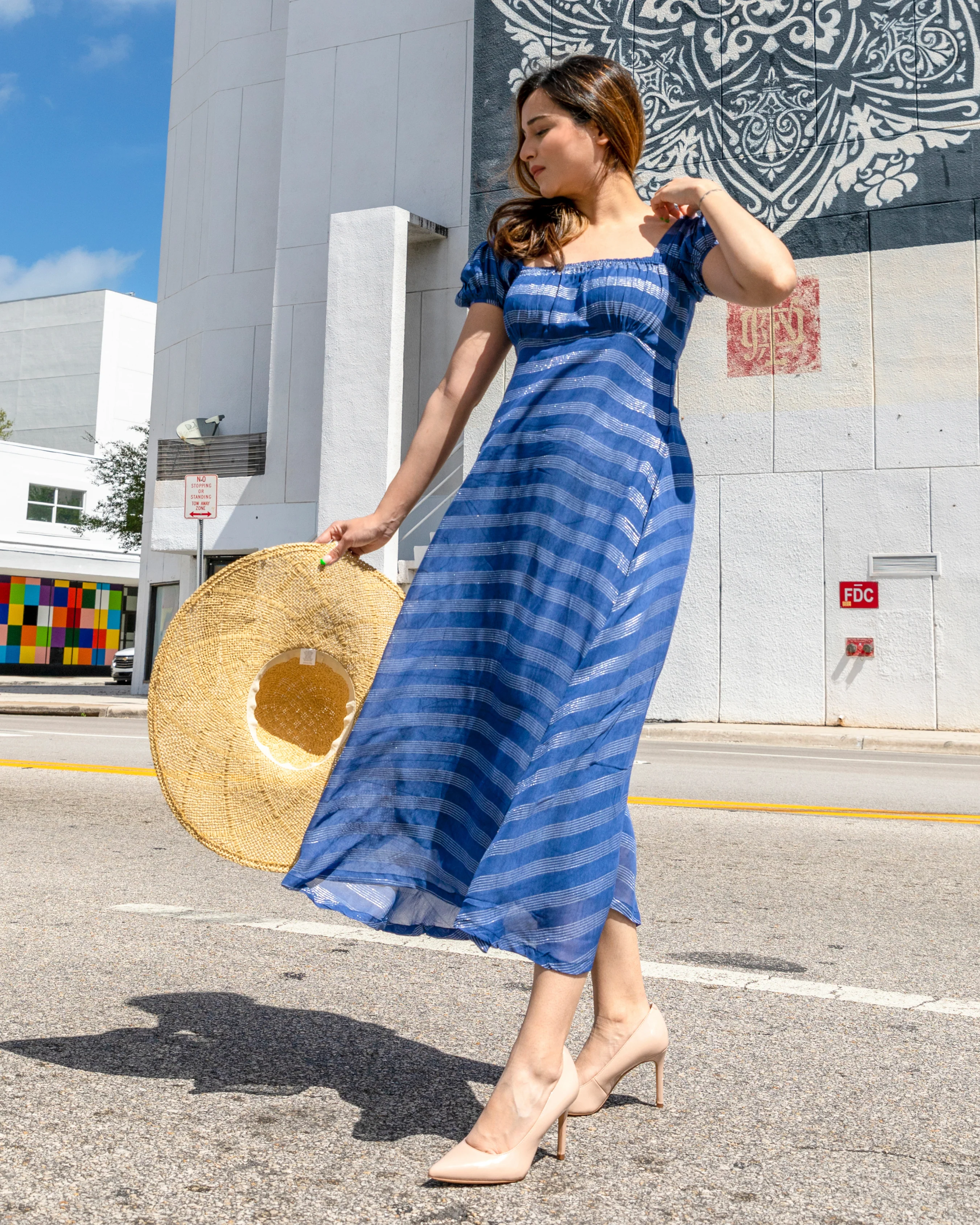 Georgia Blue Lurex Dress - Image 3