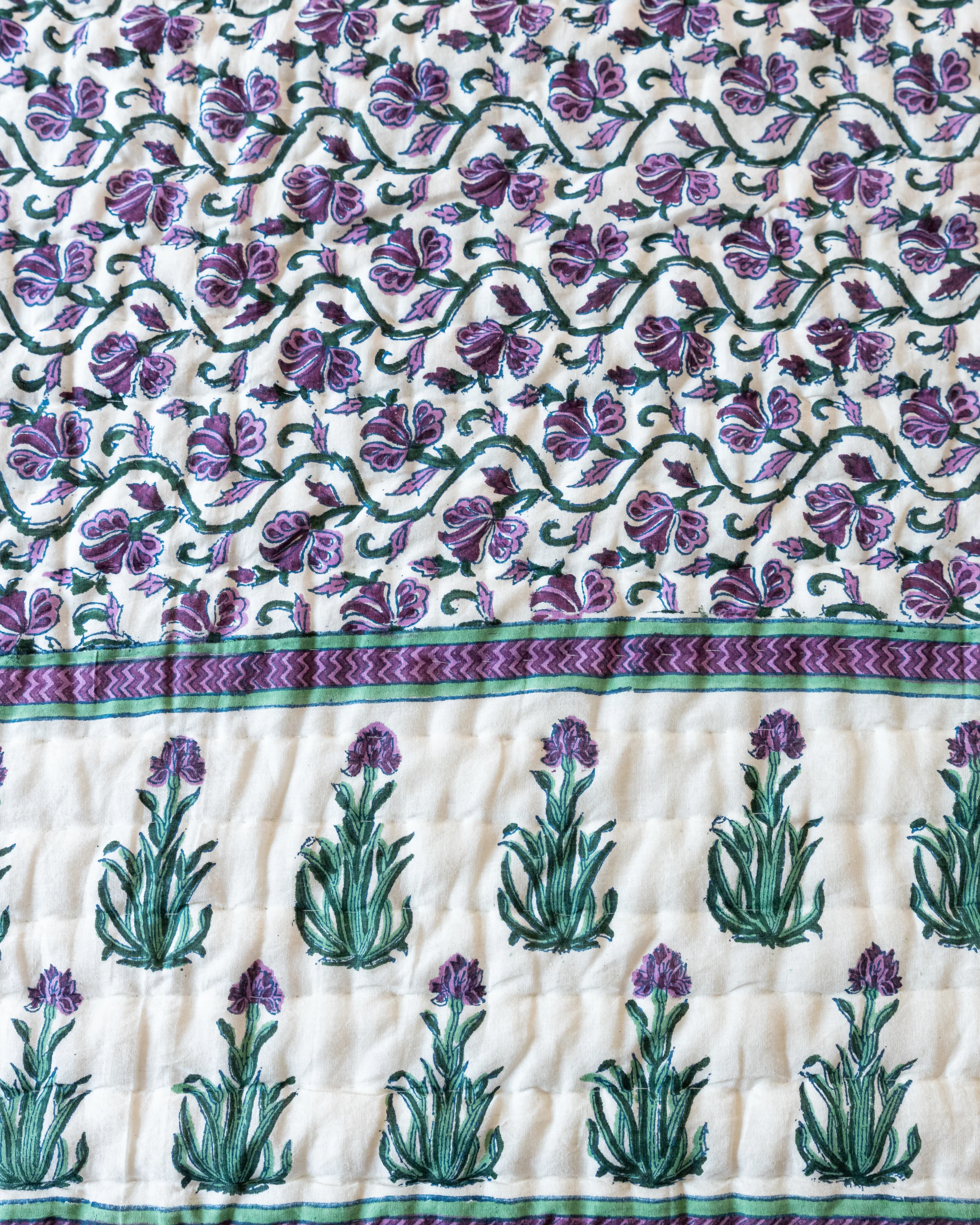 Gilly Flower Handblock Printed Cotton Quilt - Image 4