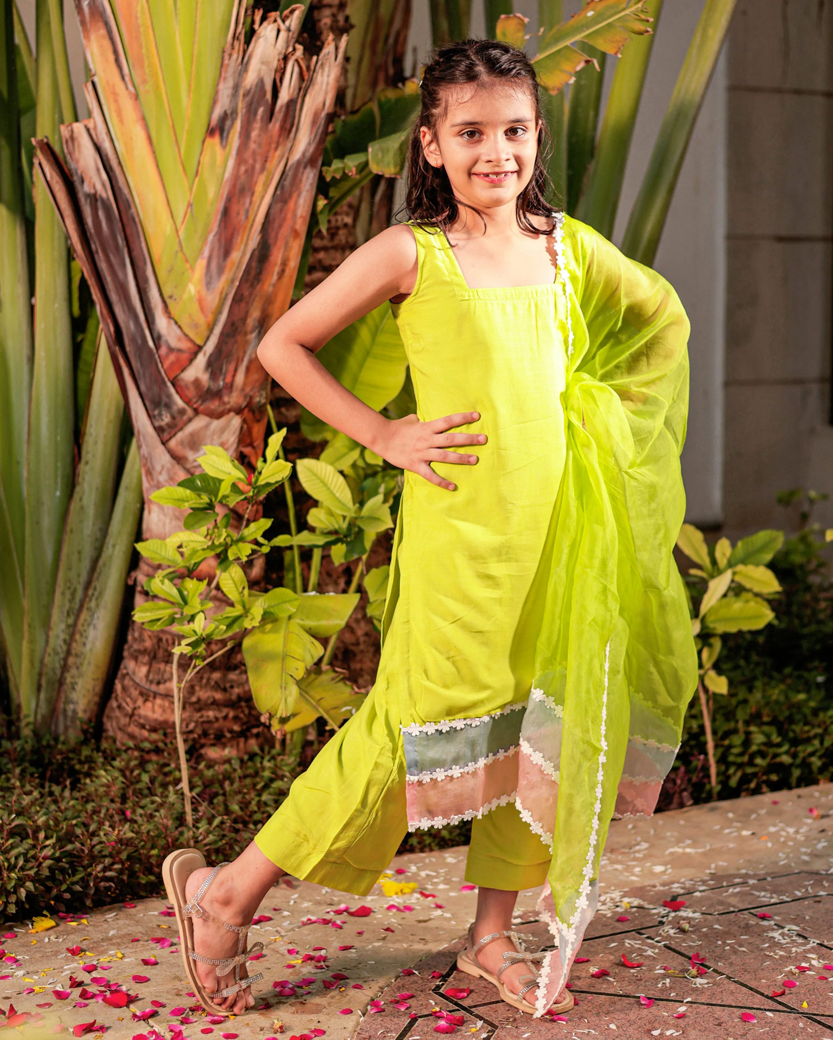 Gossamer Garden Green Muslin Suit Set - Image 3