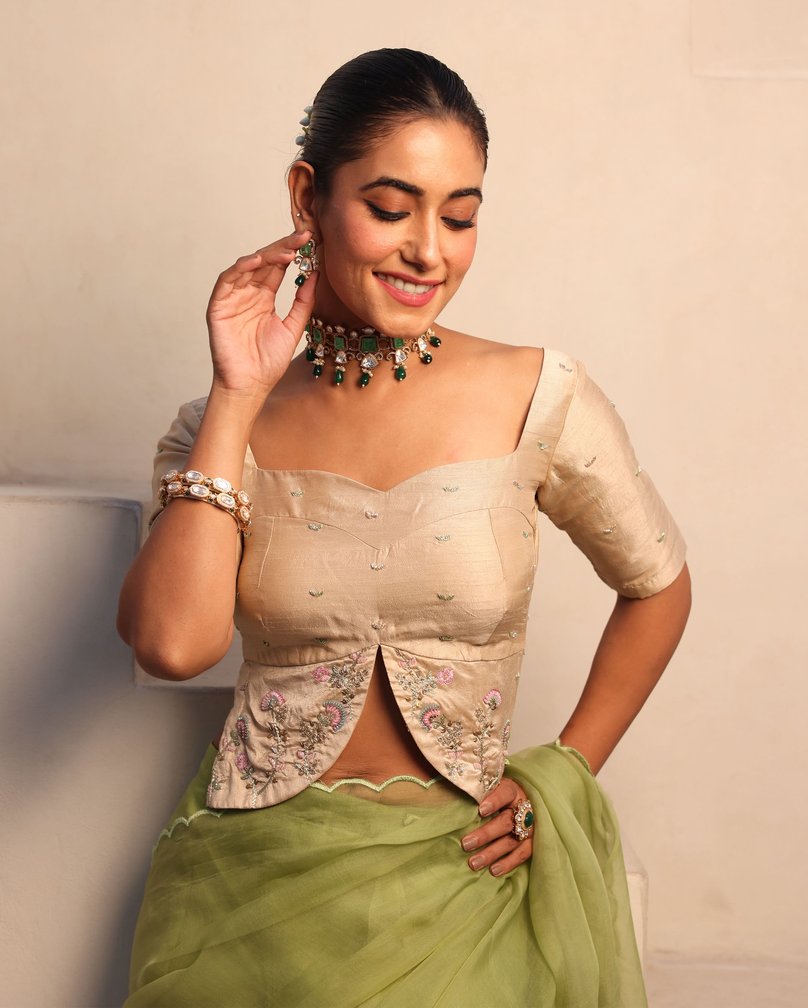 Gulabo Ivory Silk Embroidered Blouse - Image 4