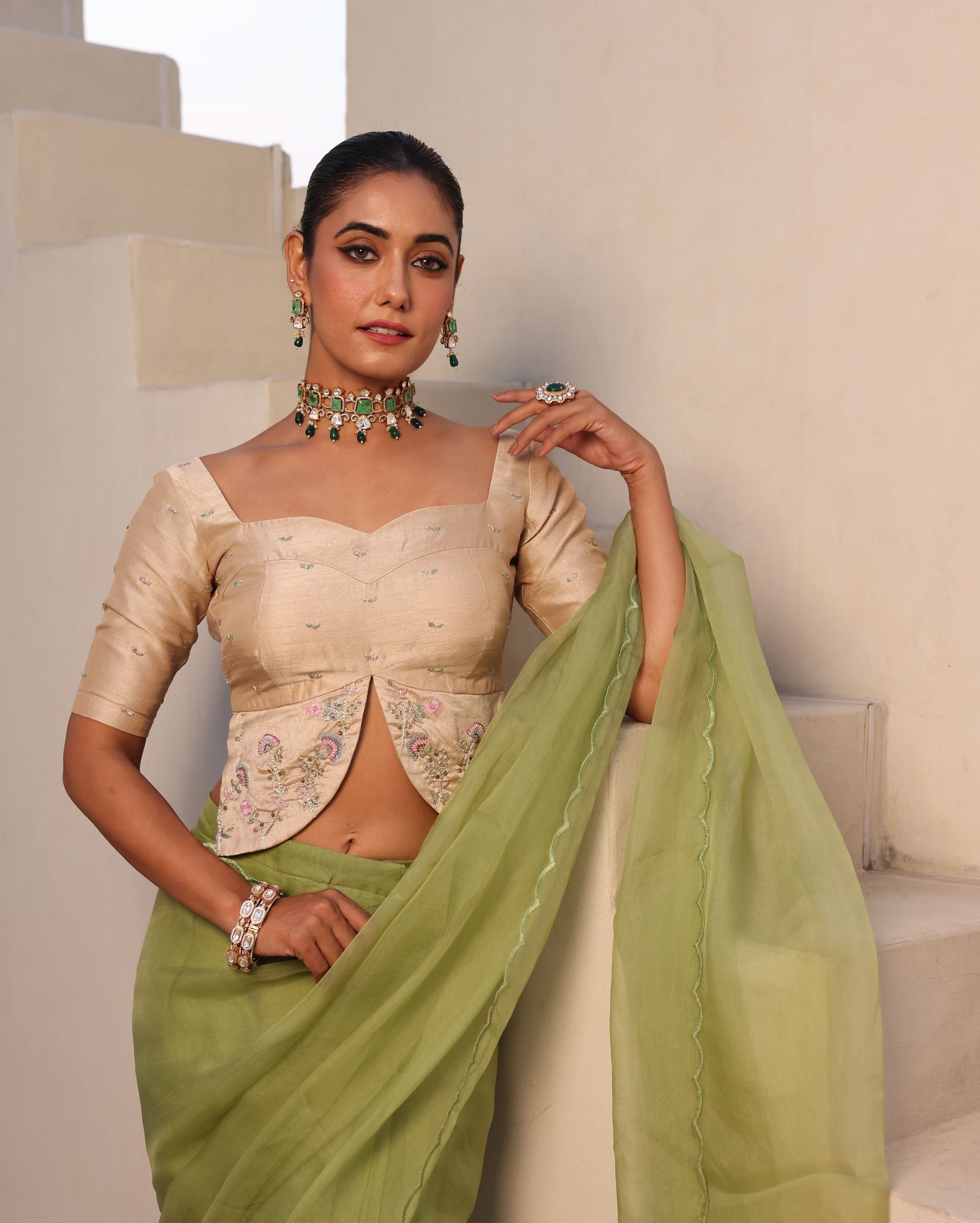 Gulabo Ivory Silk Embroidered Blouse - Image 5
