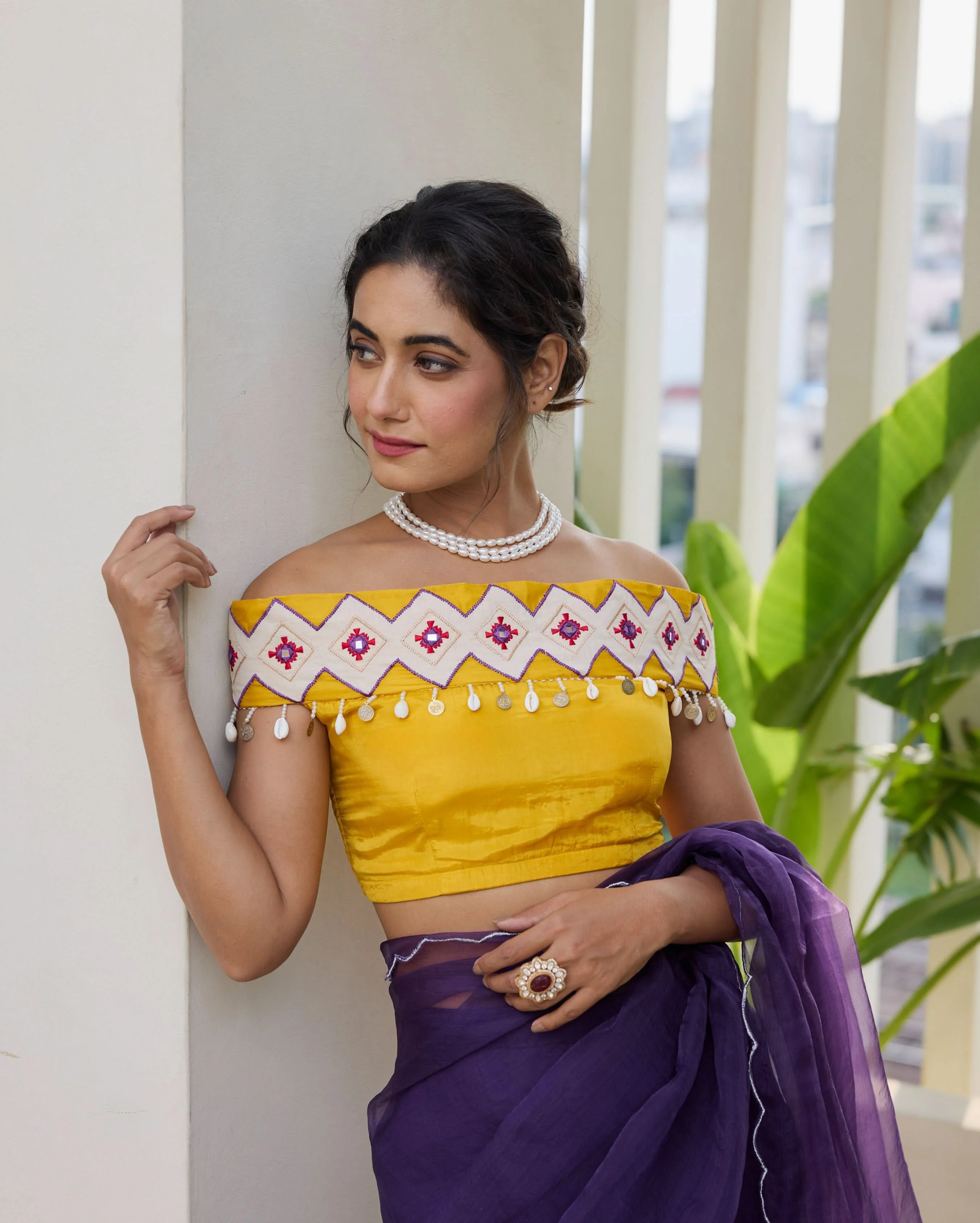 Gypsy Wave Mustard Silk Embroidered Blouse - Image 4