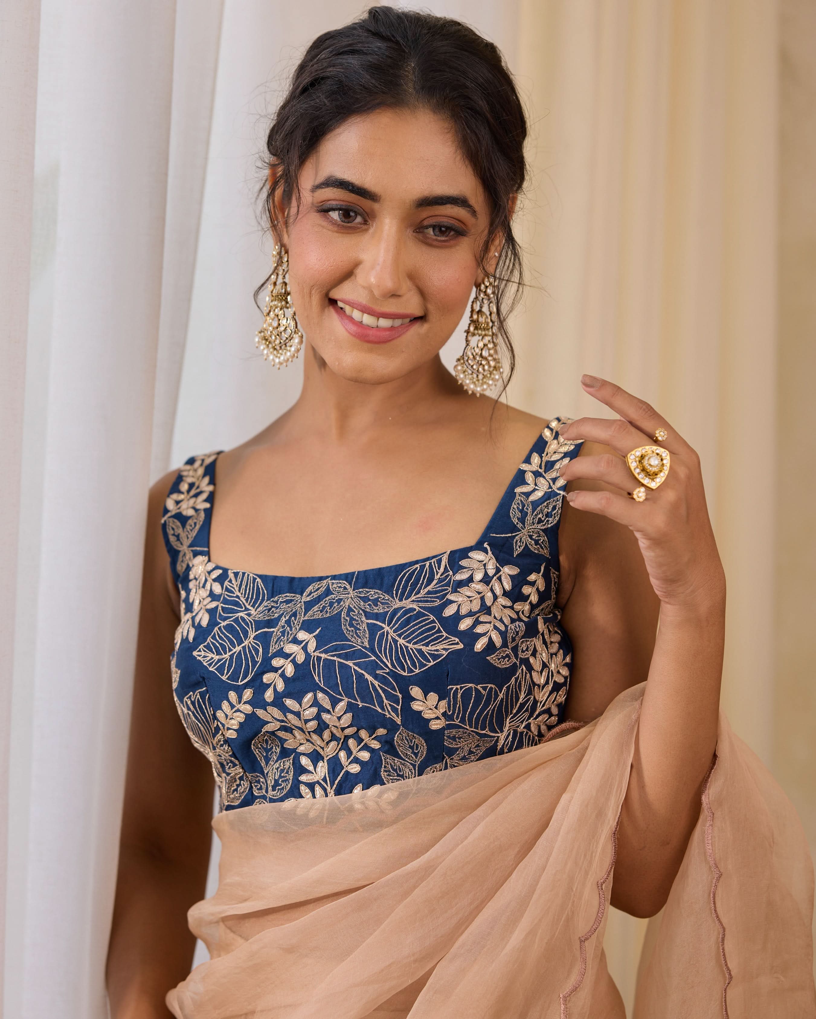 Indigo Whisper Blue Chanderi Gotapatti Blouse - Image 2