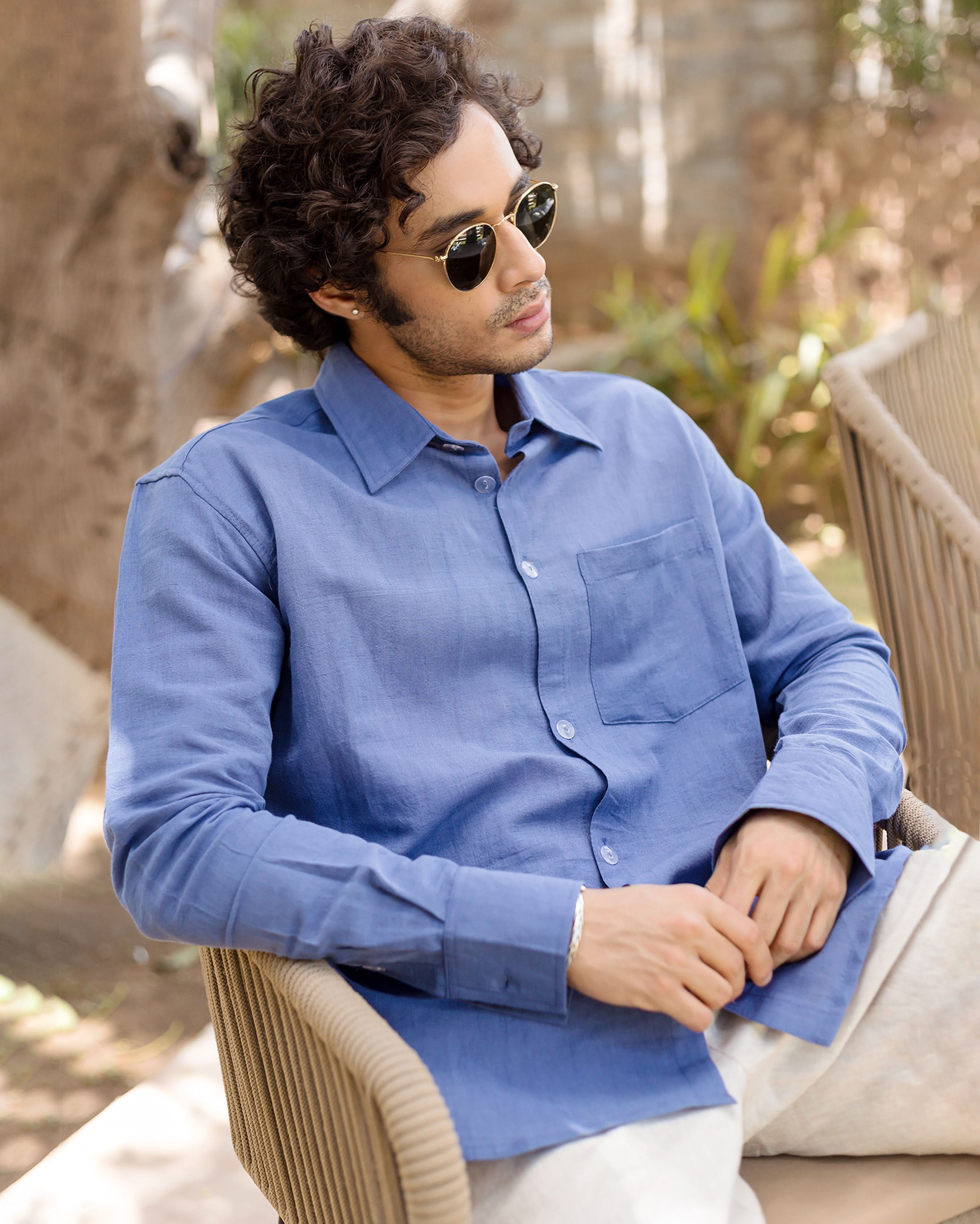Ivy Blue Linen Solid Shirt - Image 6