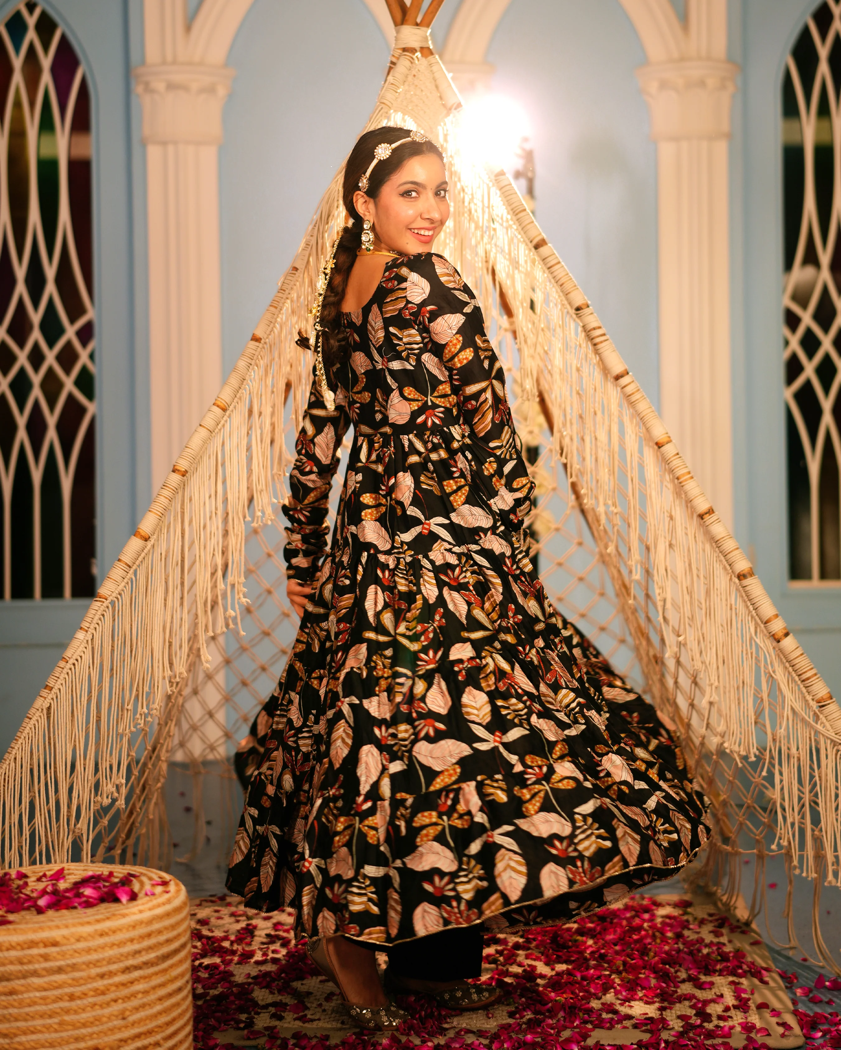 Jama Black Printed Chanderi Coord Set - Image 2