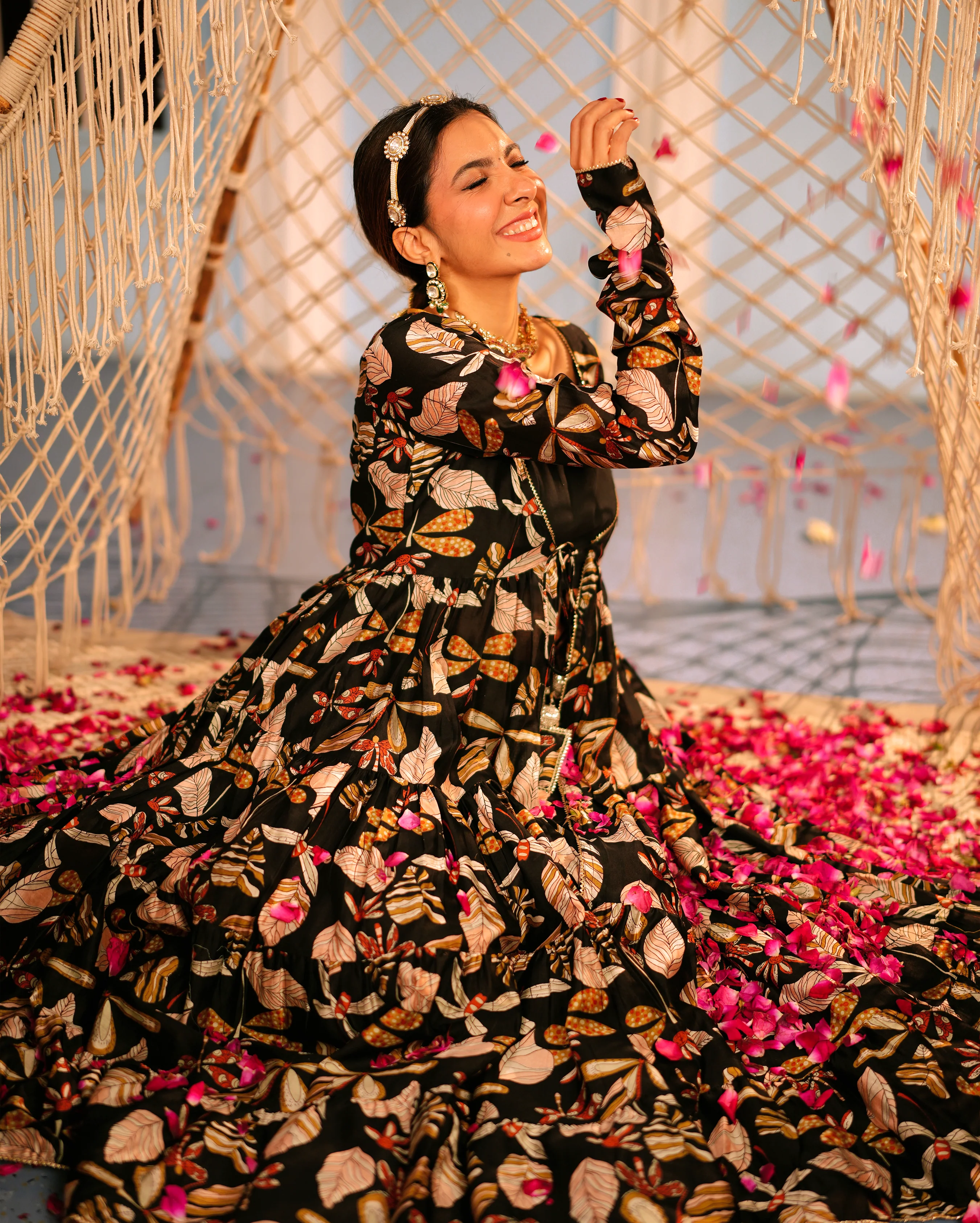 Jama Black Printed Chanderi Coord Set - Image 7