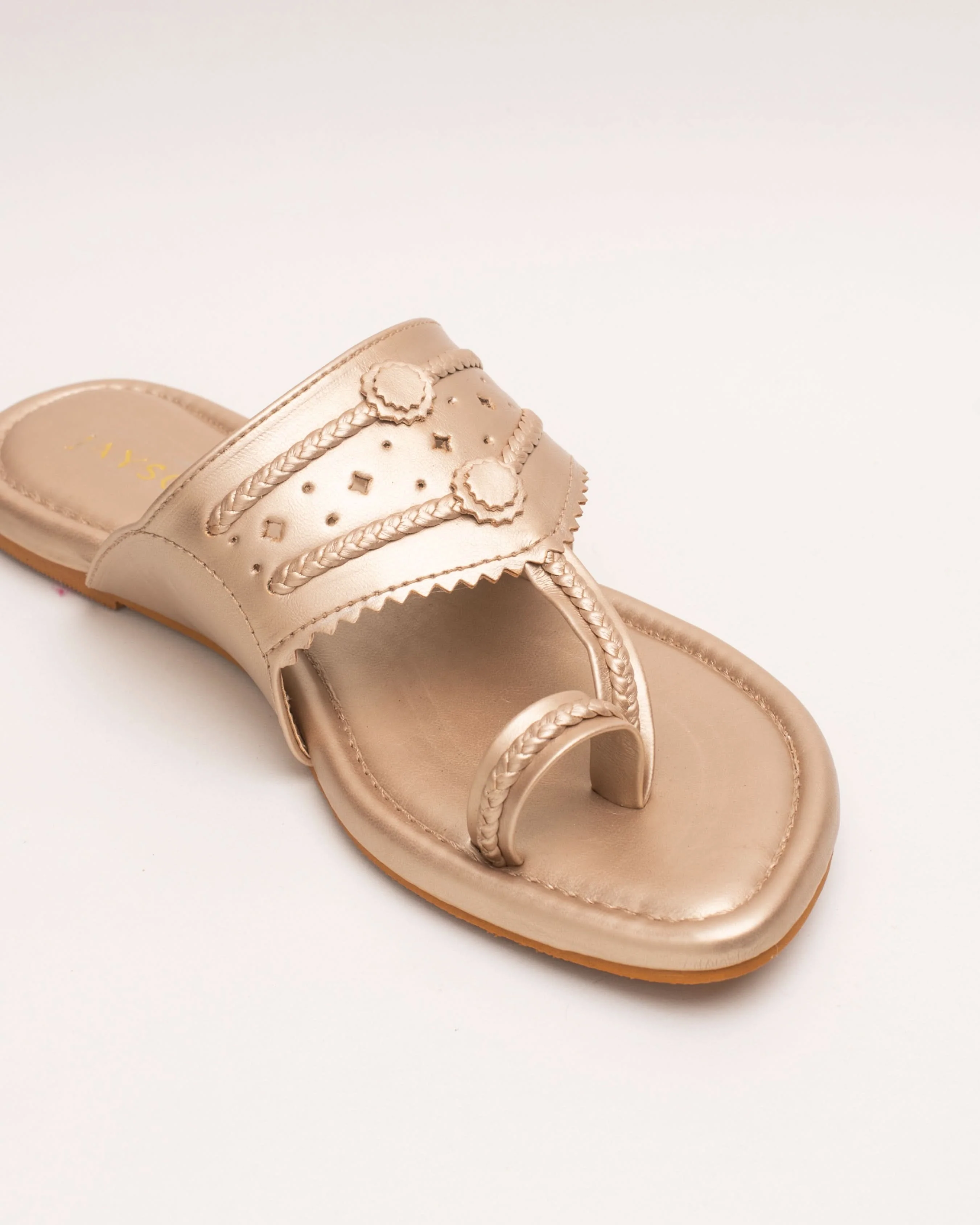 Jashn Rosegold Solid Kolha Flats - Image 7
