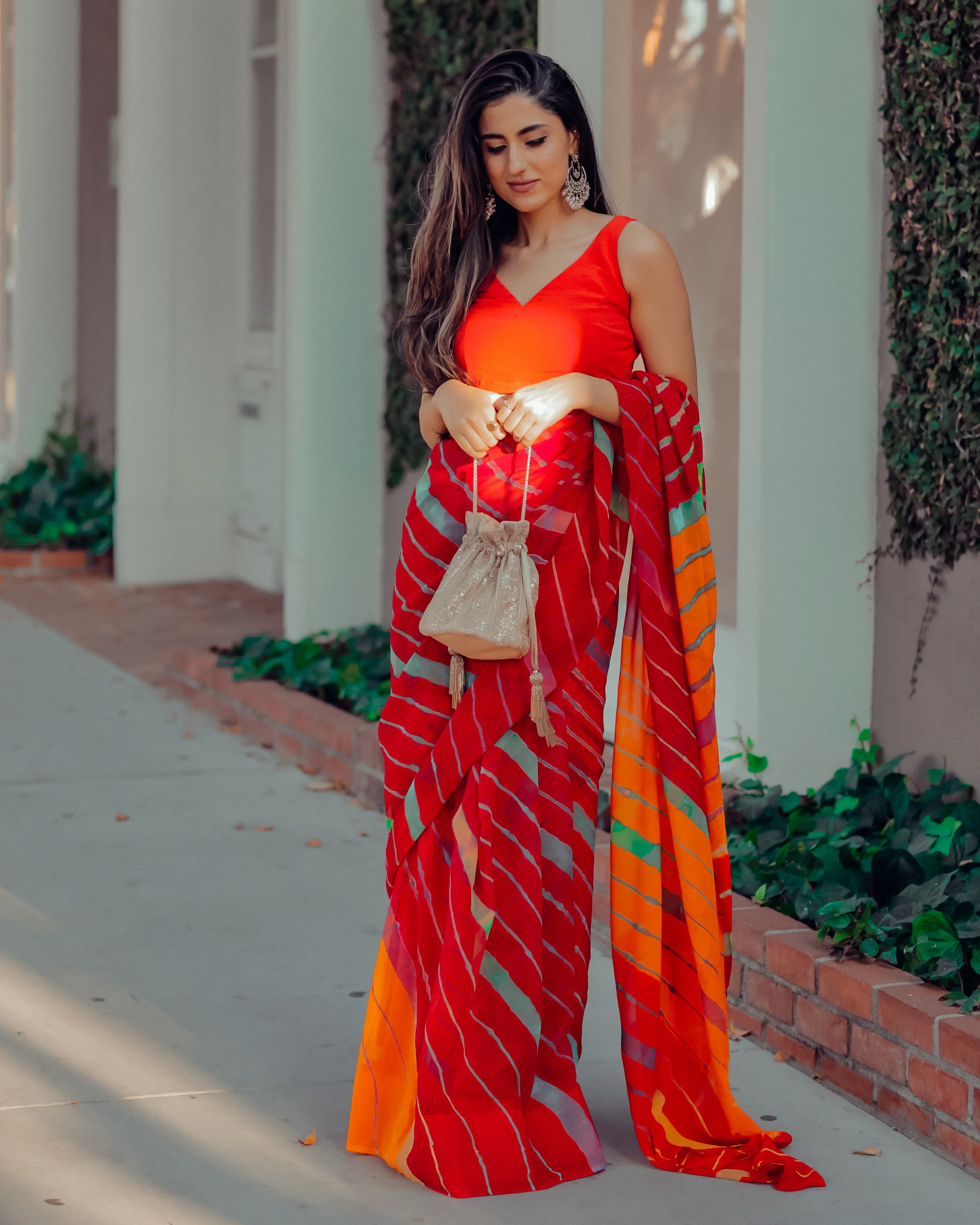 Jester Red Leheriya Pure Chiffon Saree - Image 10