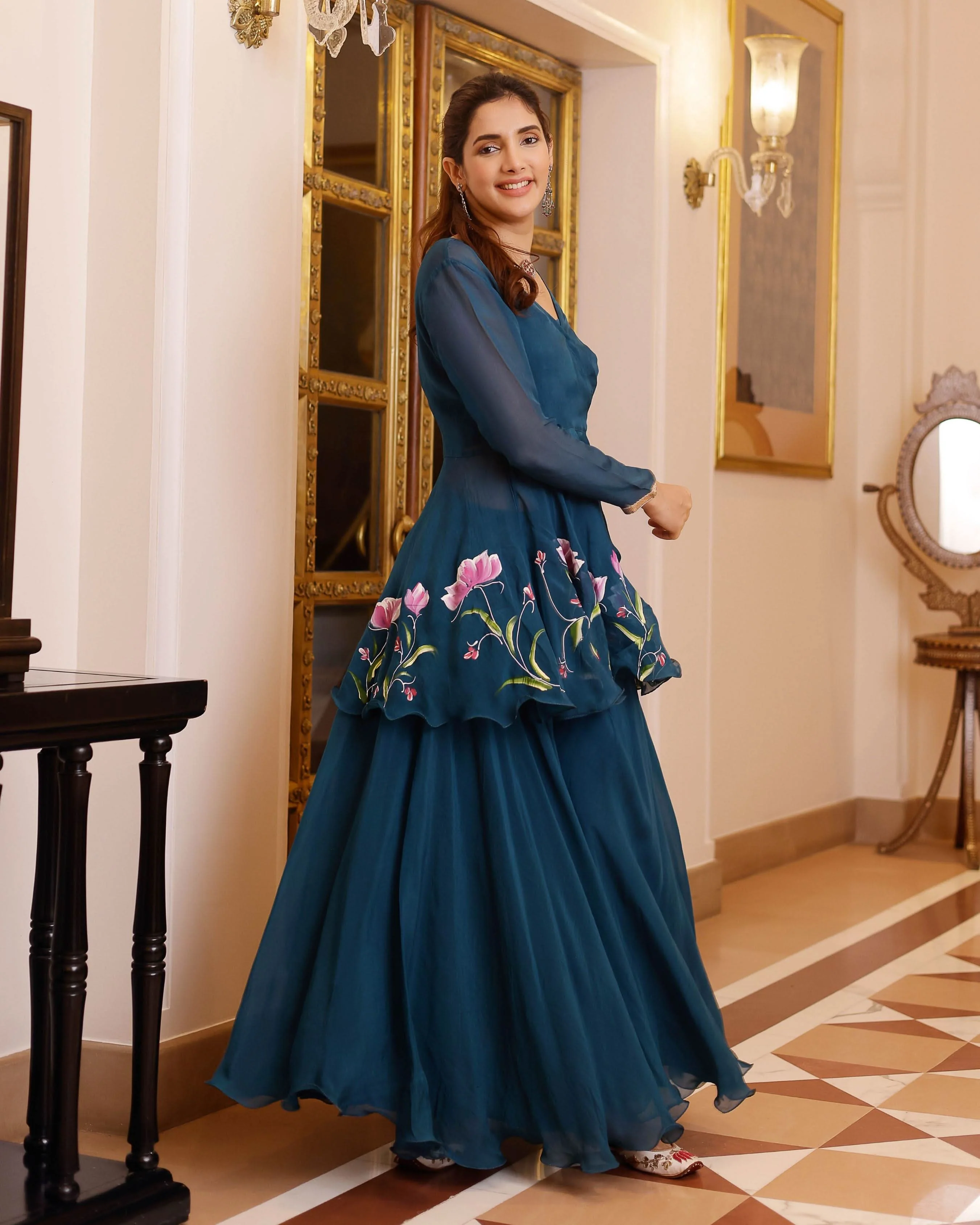 Kaasni Handpainted Organza Sharara Set - Image 5